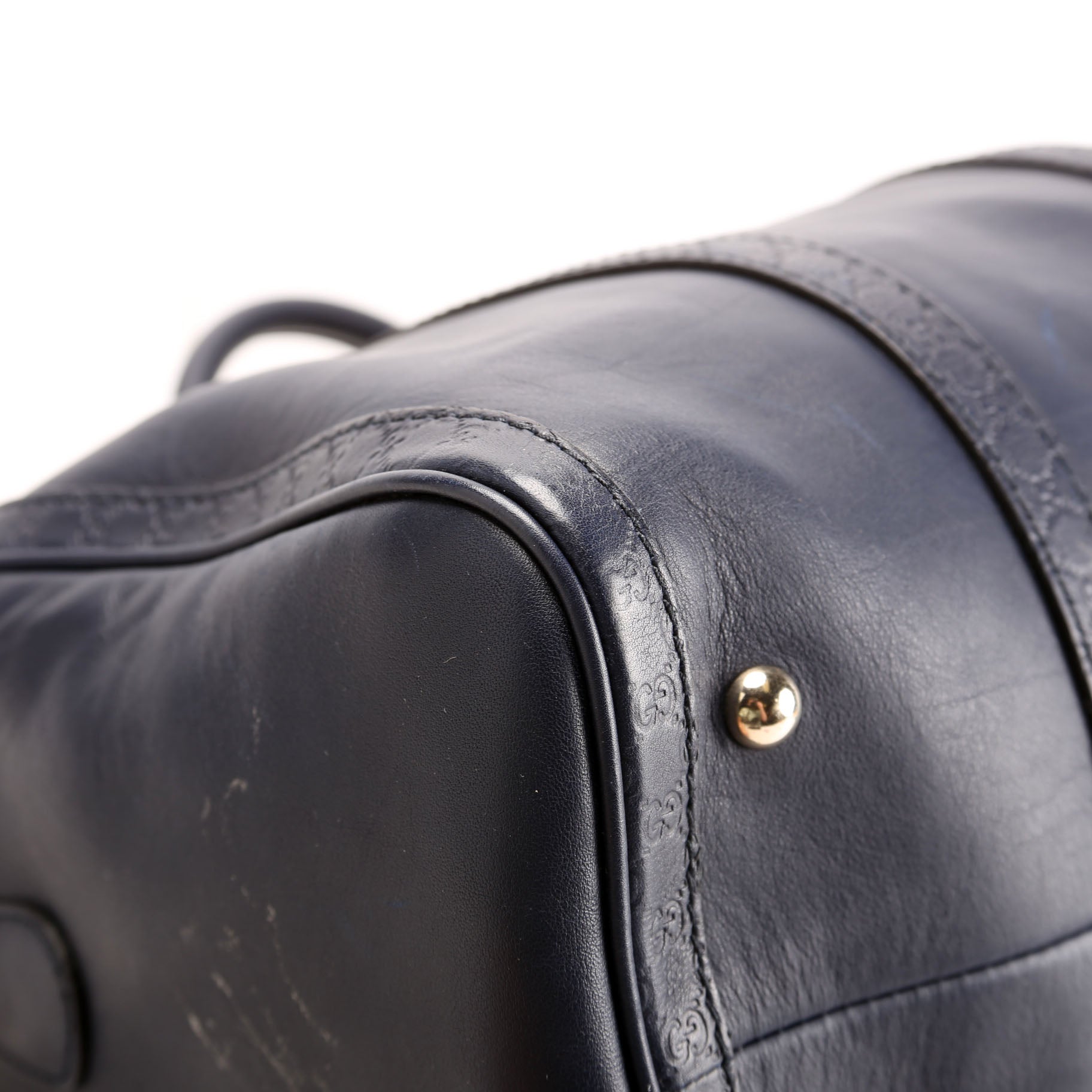 247205 Boston Bag Micro Guccissima Navy