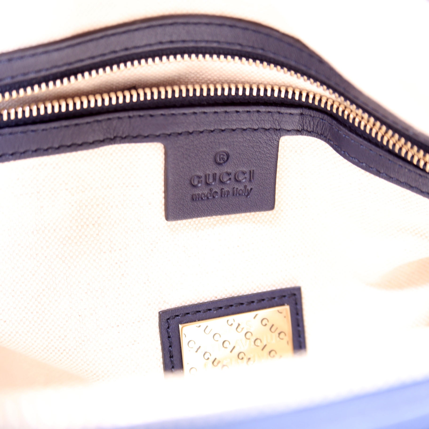 247205 Boston Bag Micro Guccissima Navy