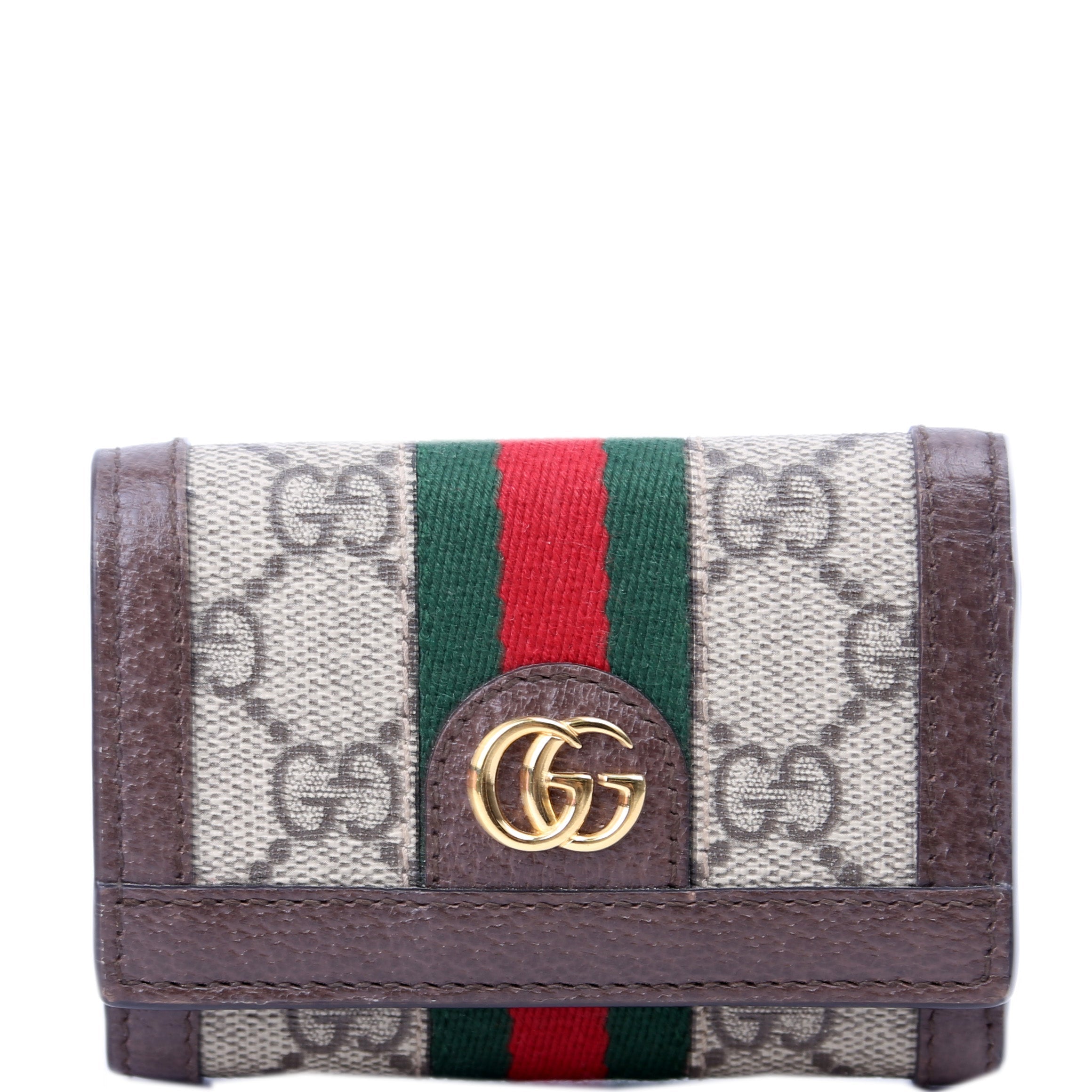 644334 Ophidia GG Supreme Tri-Fold Wallet Brown