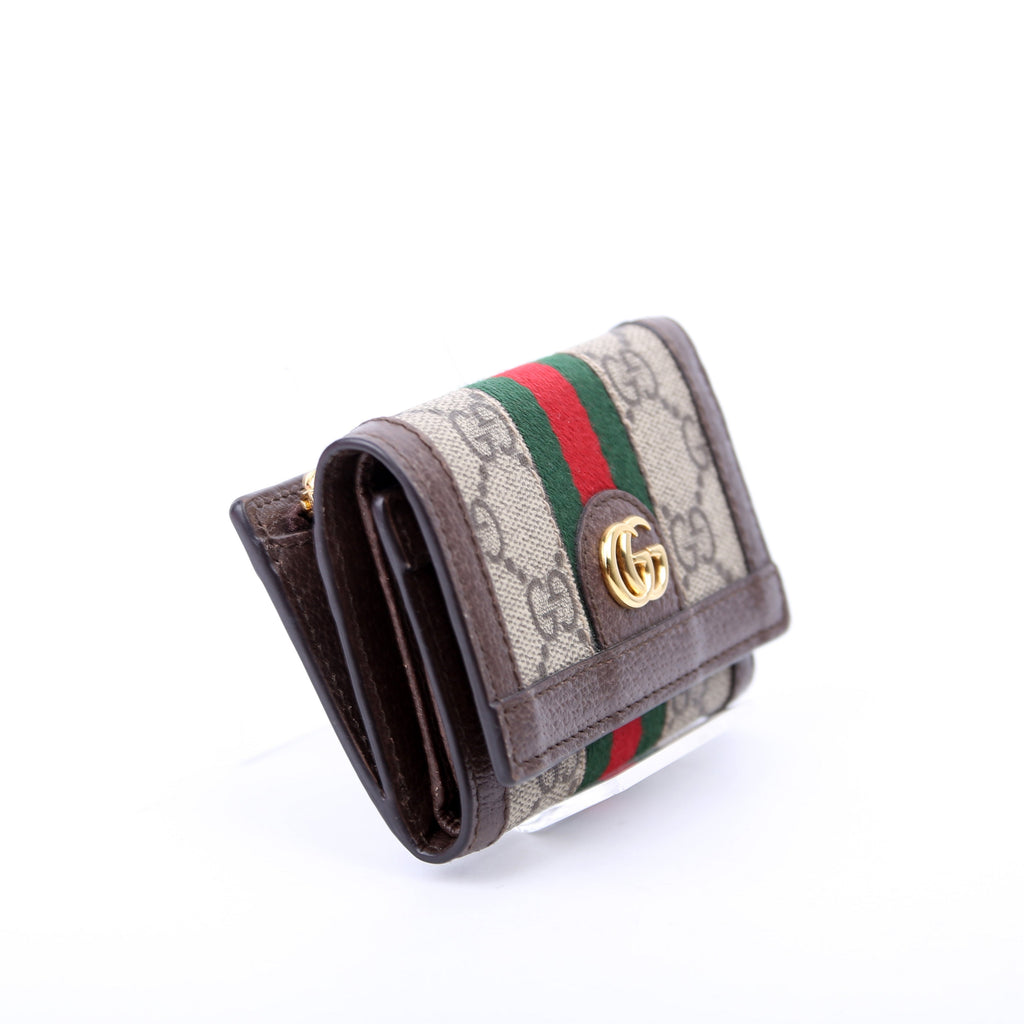 644334 Ophidia GG Supreme Tri-Fold Wallet Brown