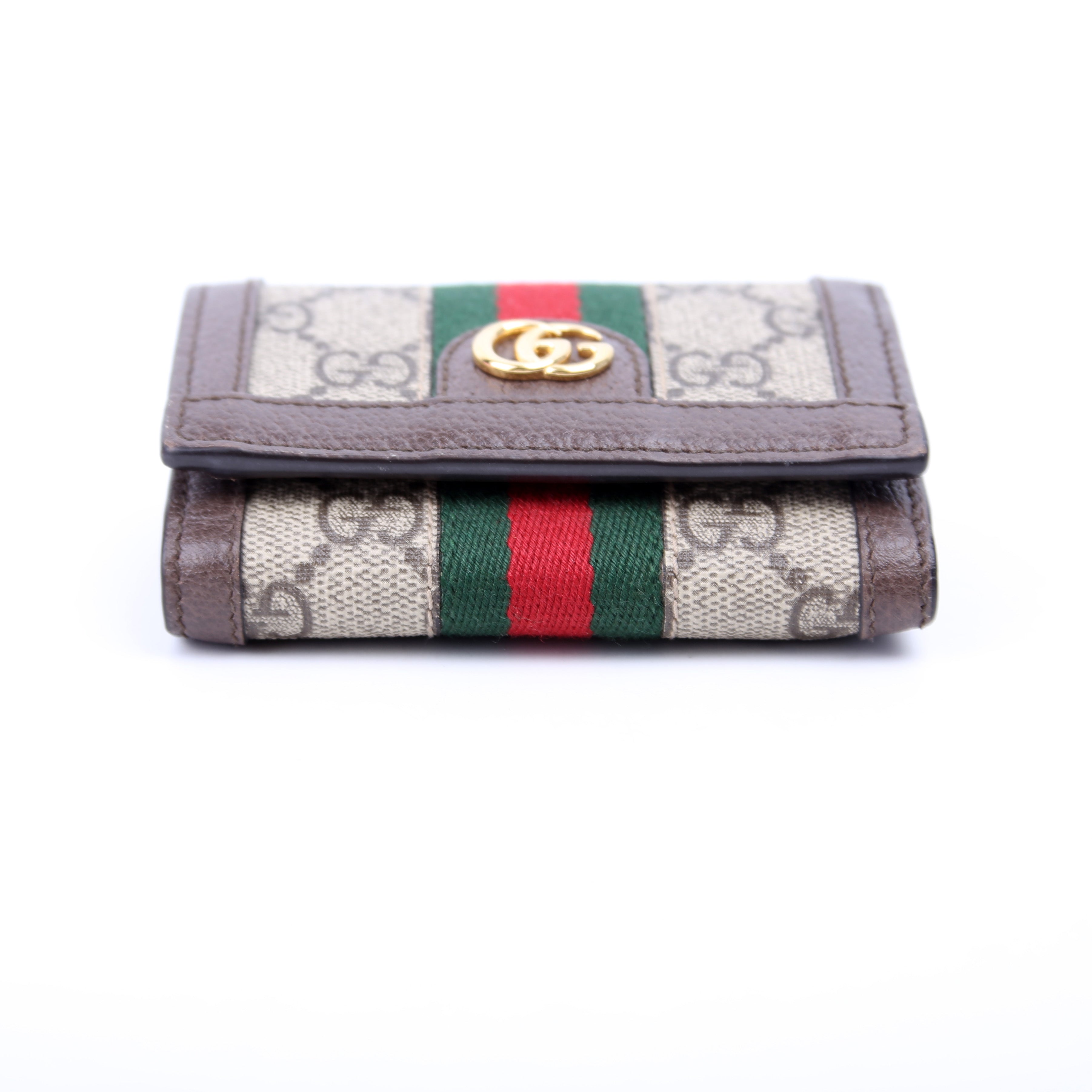 644334 Ophidia GG Supreme Tri-Fold Wallet Brown