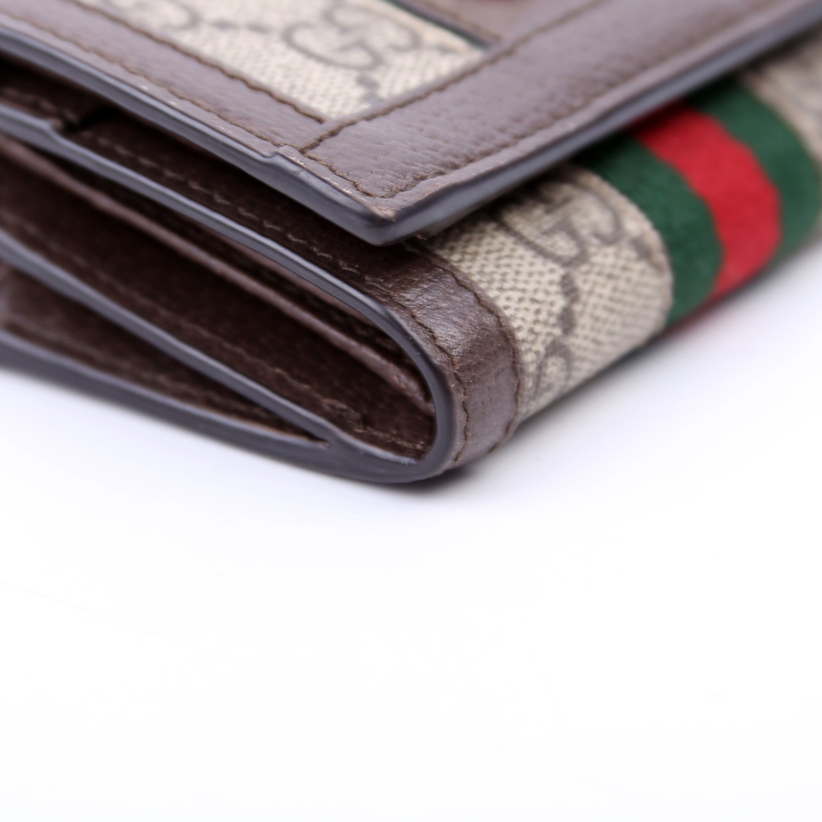 644334 Ophidia GG Supreme Tri-Fold Wallet Brown