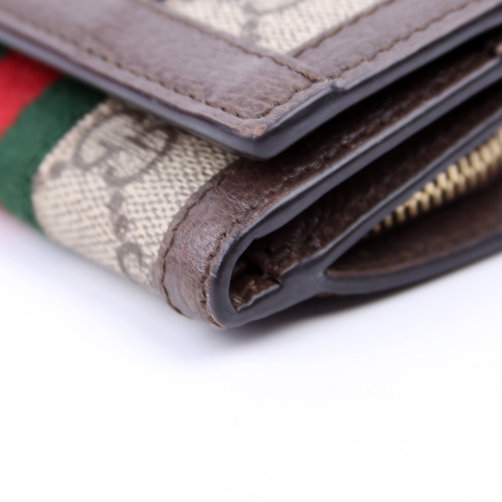 644334 Ophidia GG Supreme Tri-Fold Wallet Brown