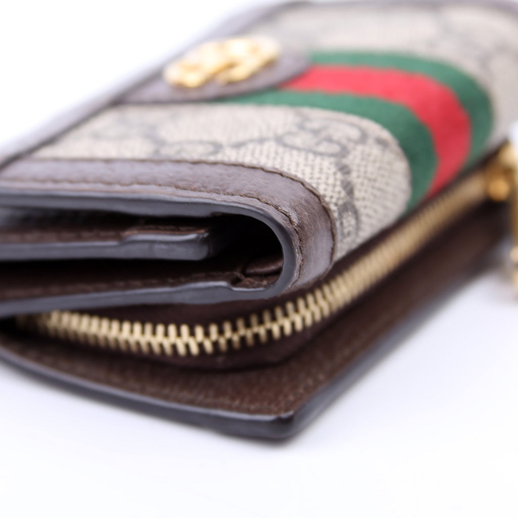 644334 Ophidia GG Supreme Tri-Fold Wallet Brown