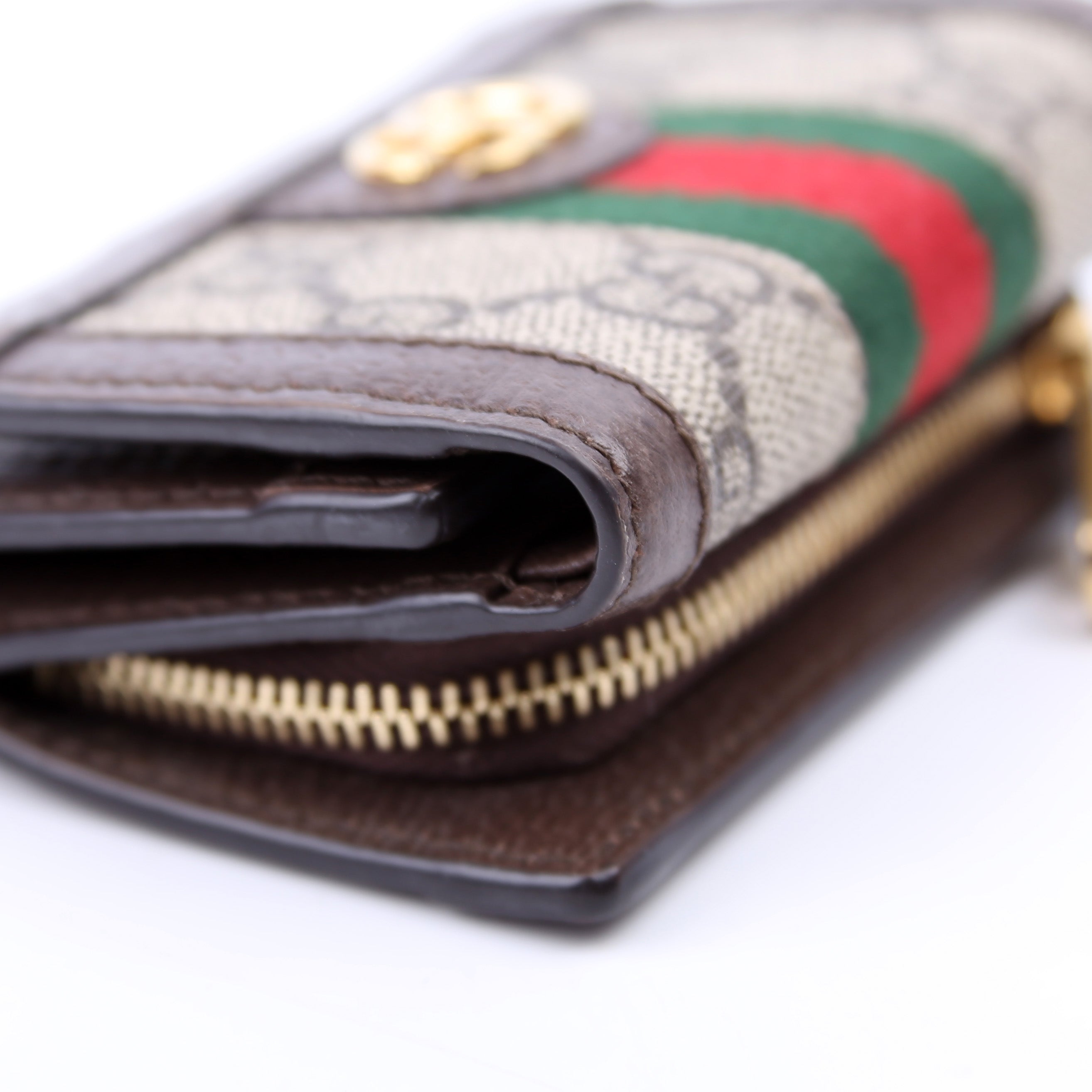 644334 Ophidia GG Supreme Tri-Fold Wallet Brown