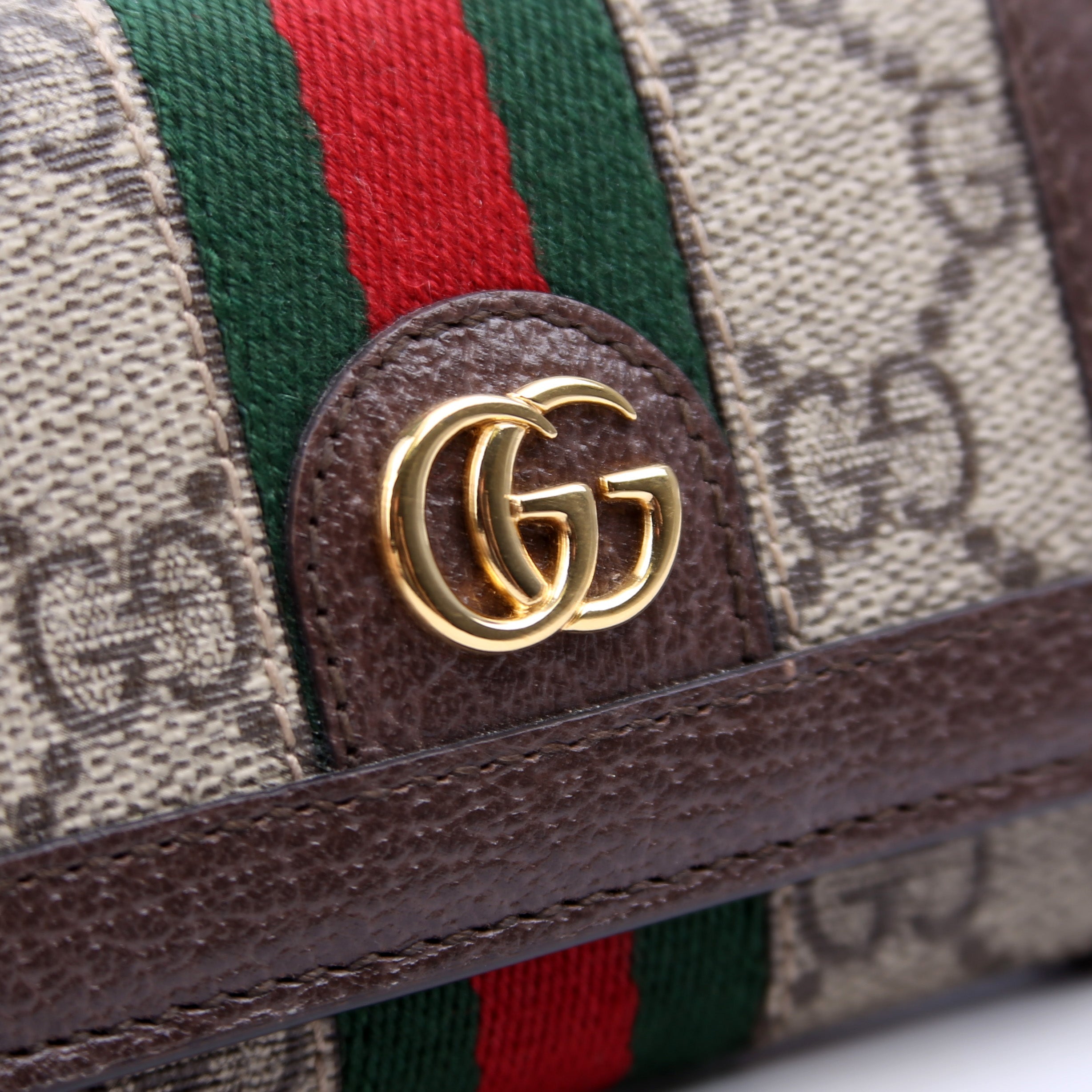644334 Ophidia GG Supreme Tri-Fold Wallet Brown