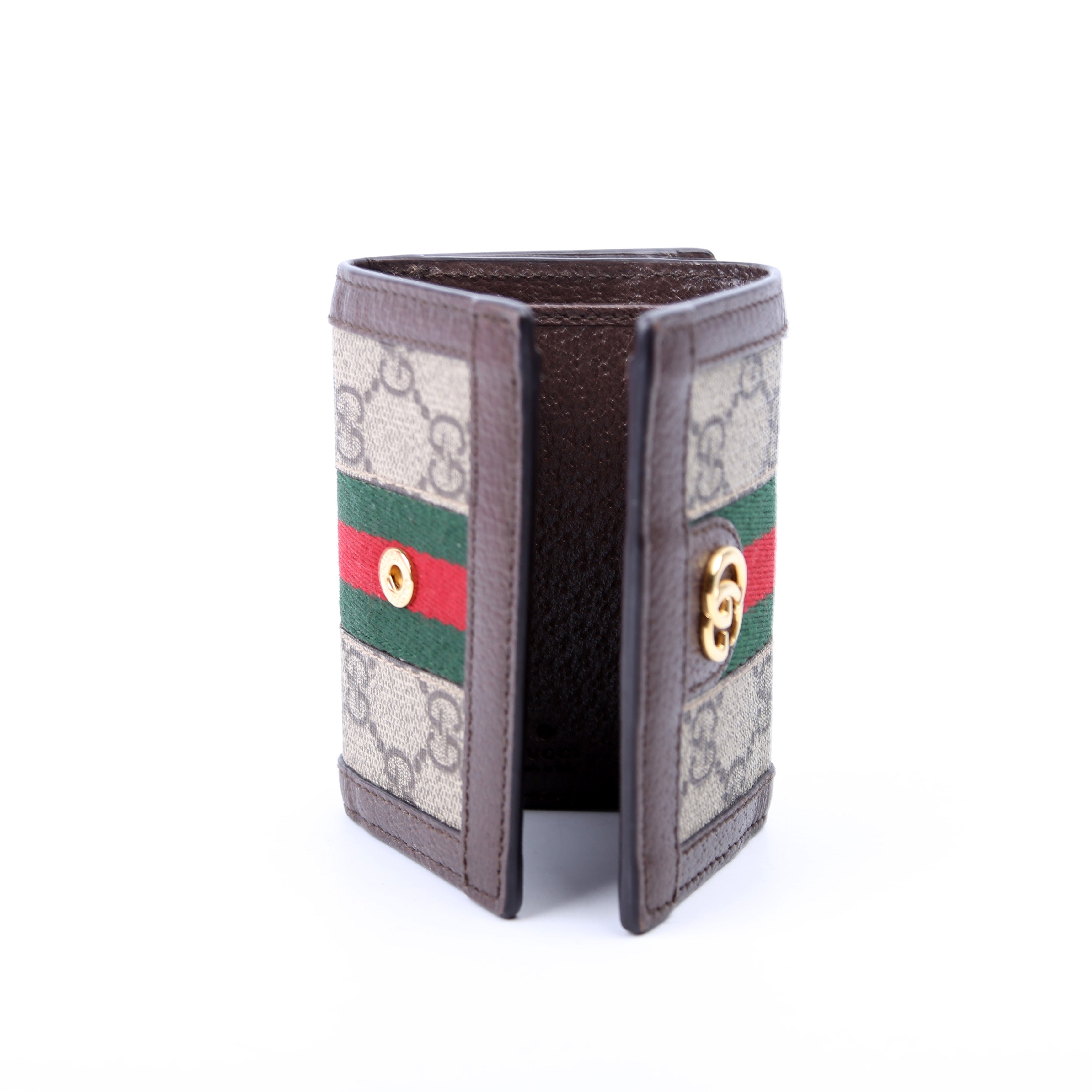644334 Ophidia GG Supreme Tri-Fold Wallet Brown