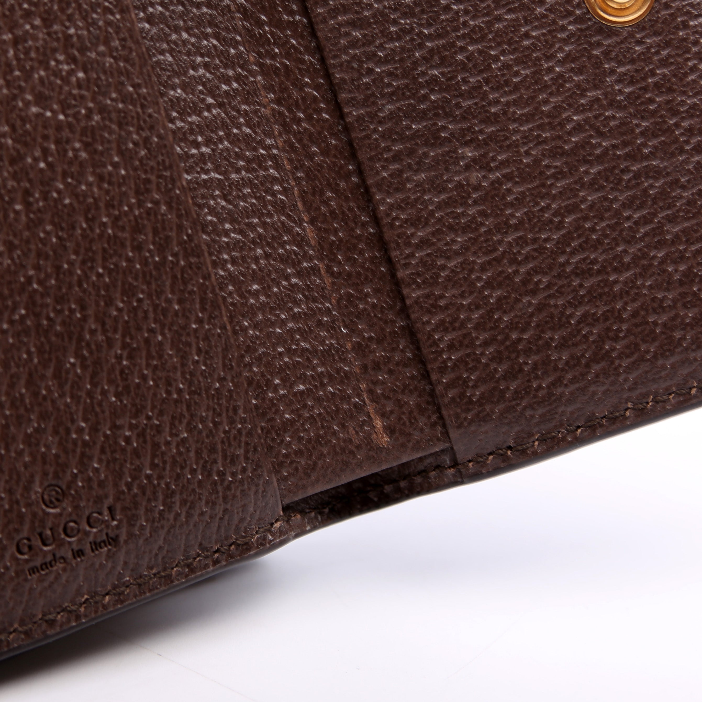 644334 Ophidia GG Supreme Tri-Fold Wallet Brown