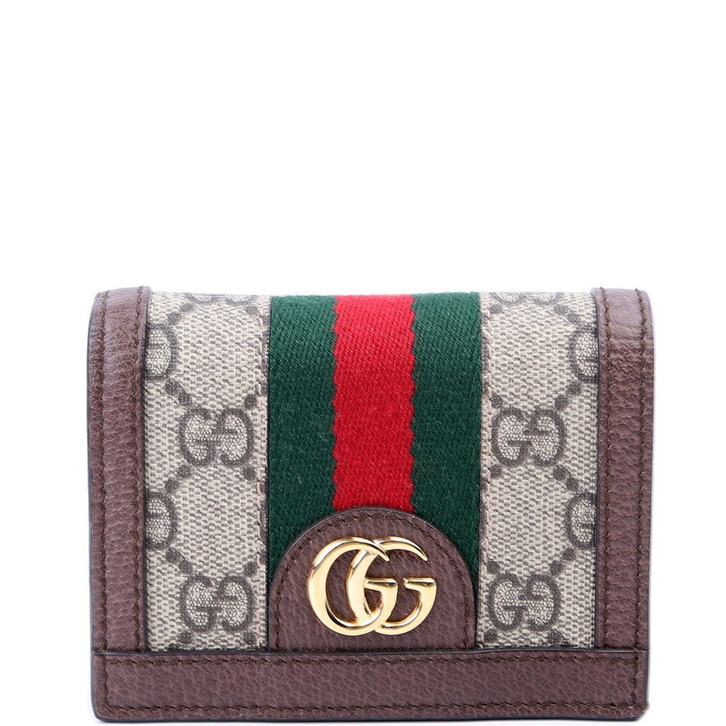 523155 Ophidia GG Card Case Wallet Brown
