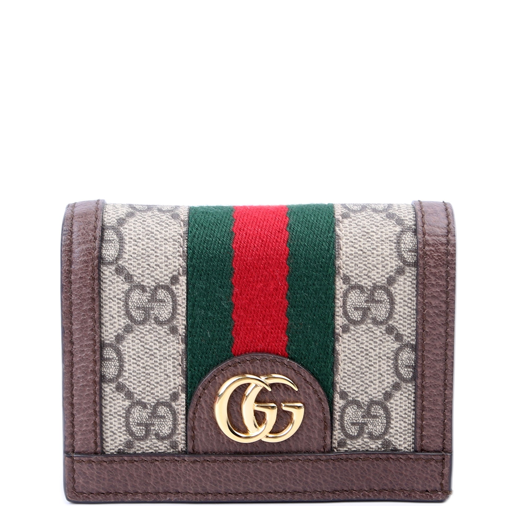 523155 Ophidia GG Card Case Wallet Brown