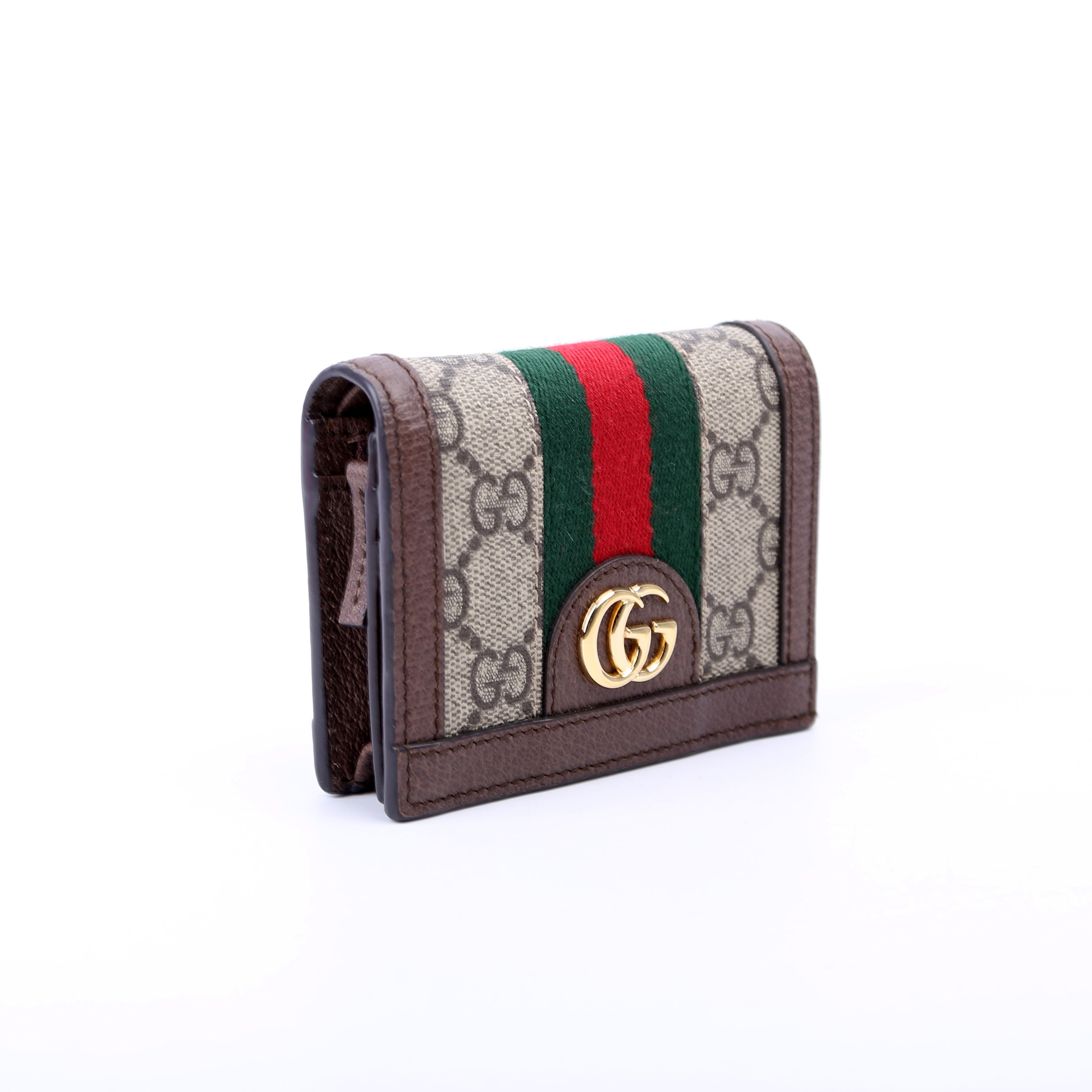523155 Ophidia GG Card Case Wallet Brown