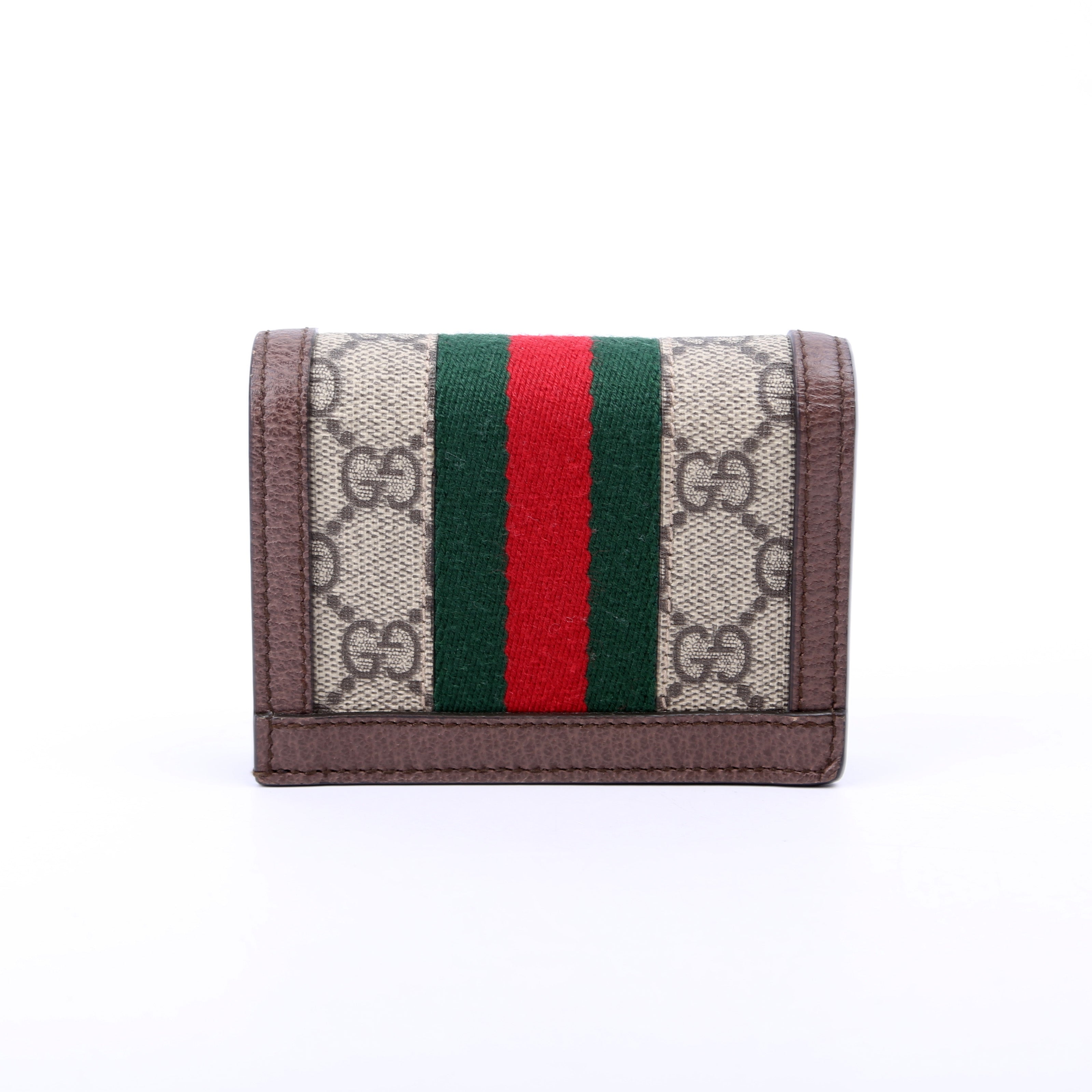 523155 Ophidia GG Card Case Wallet Brown
