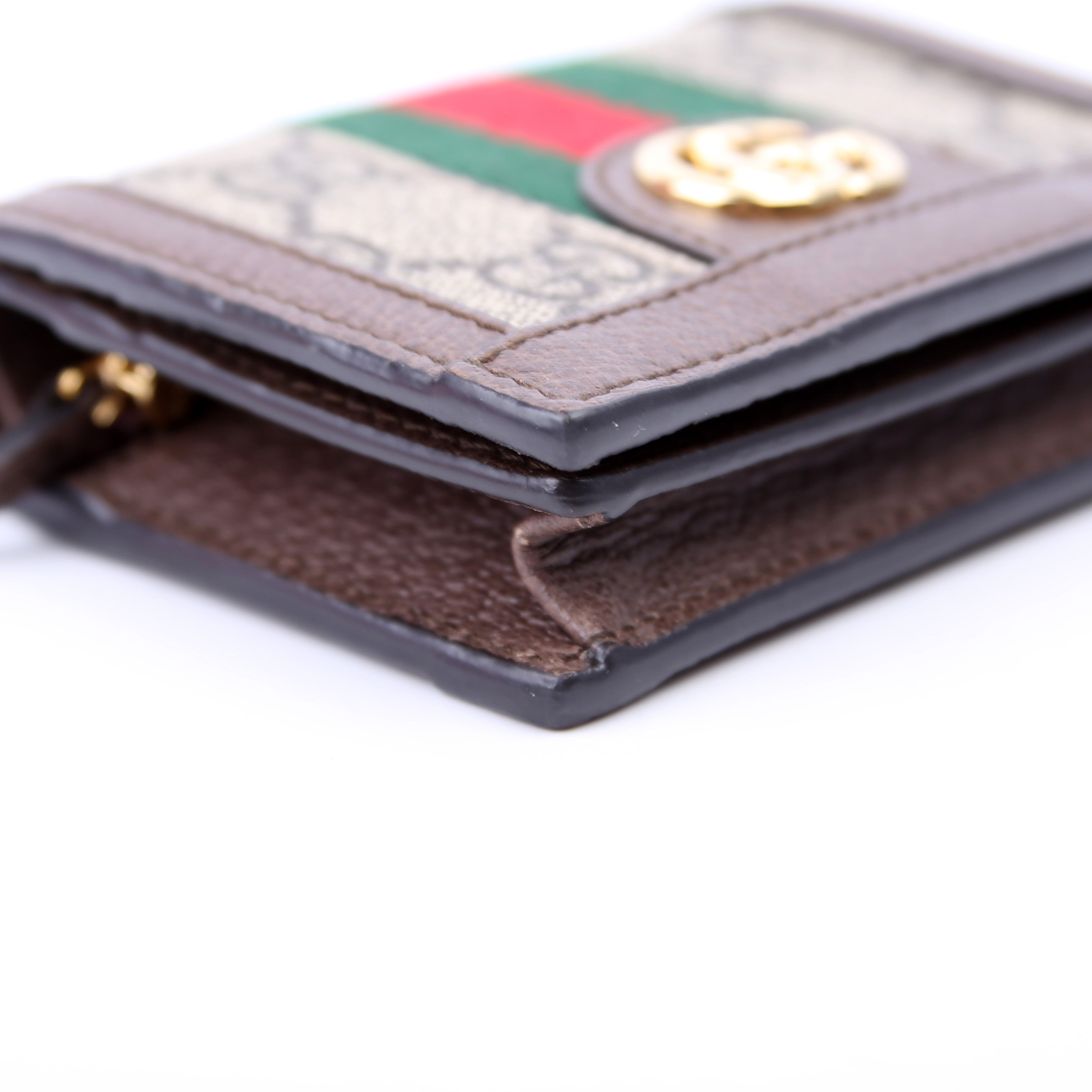 523155 Ophidia GG Card Case Wallet Brown