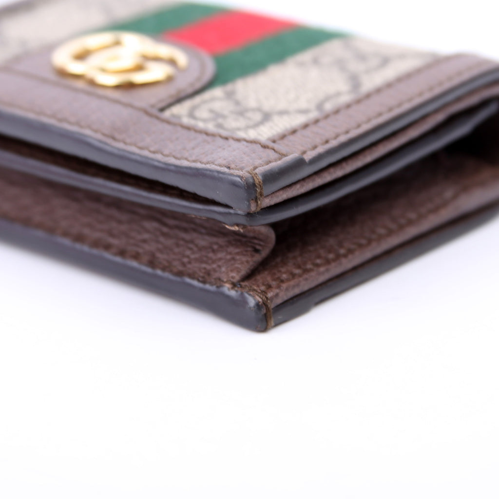 523155 Ophidia GG Card Case Wallet Brown