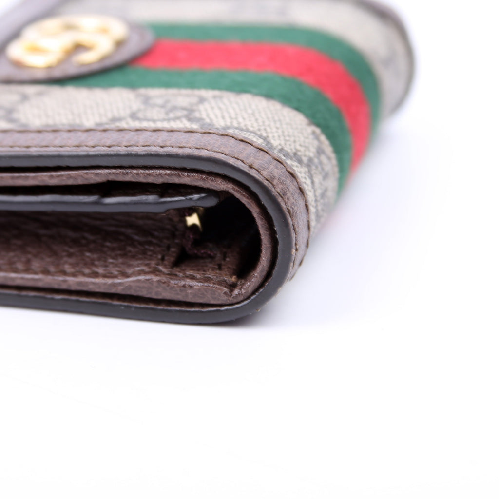 523155 Ophidia GG Card Case Wallet Brown