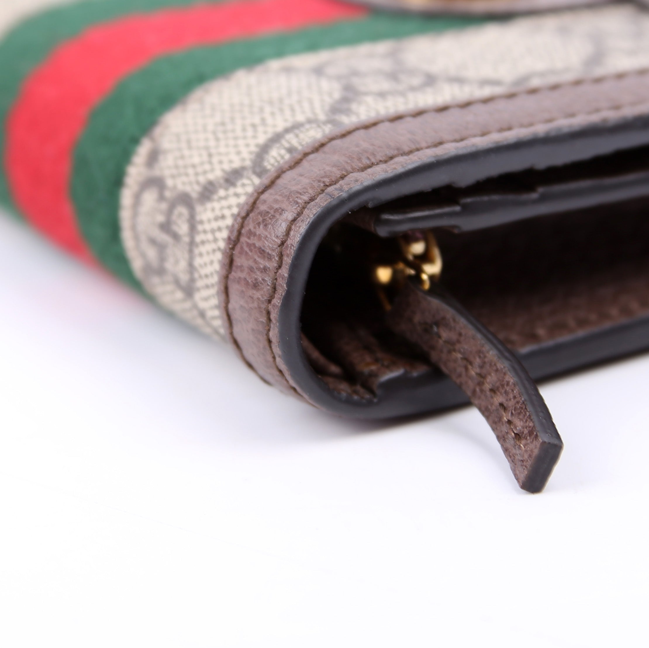 523155 Ophidia GG Card Case Wallet Brown