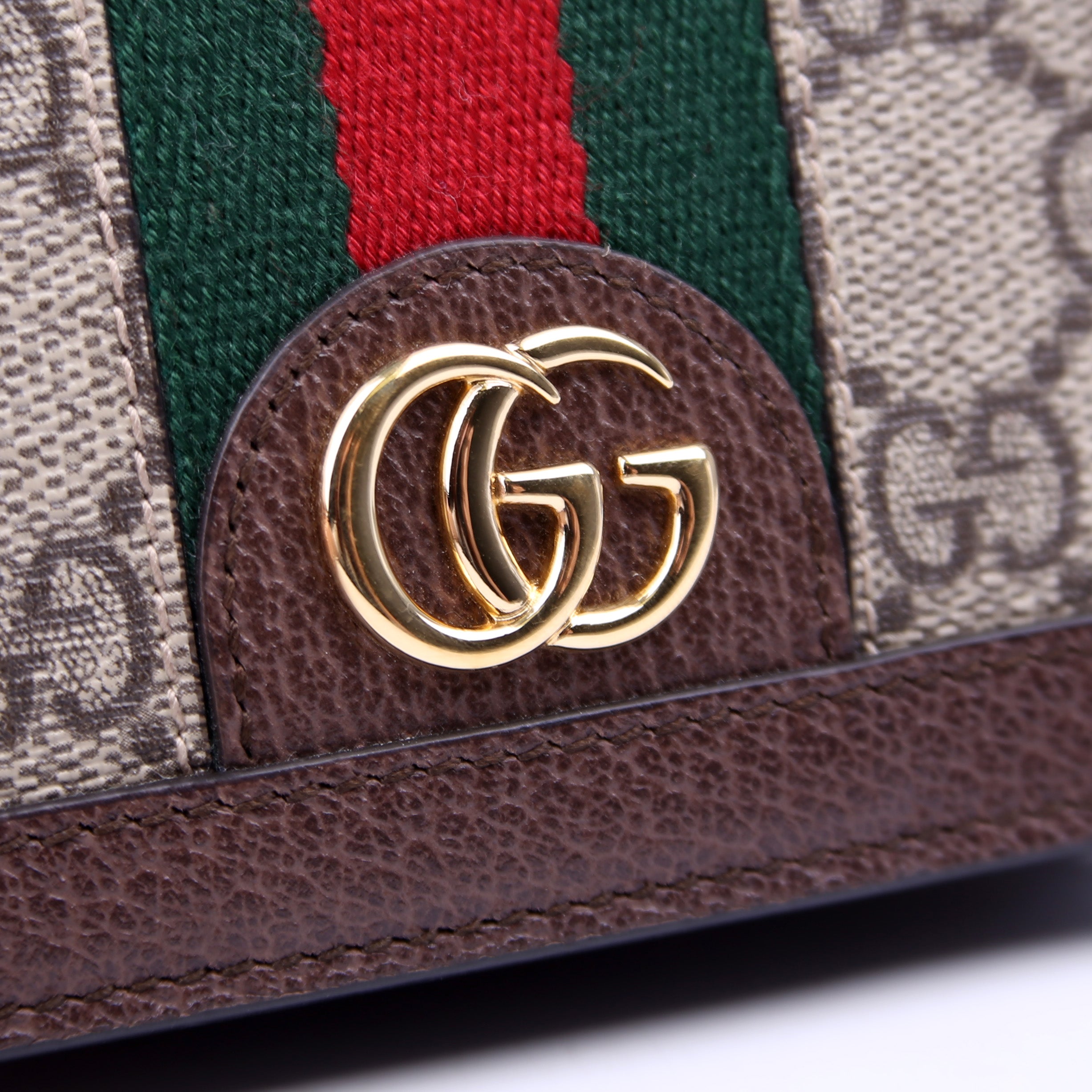 523155 Ophidia GG Card Case Wallet Brown