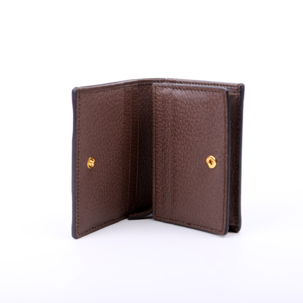 523155 Ophidia GG Card Case Wallet Brown