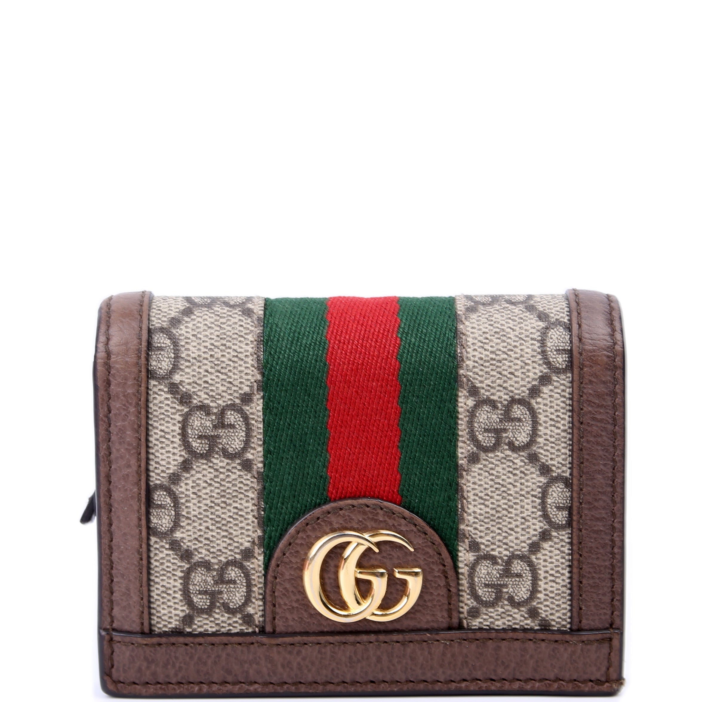 523155 Ophidia GG Card Case Wallet Brown