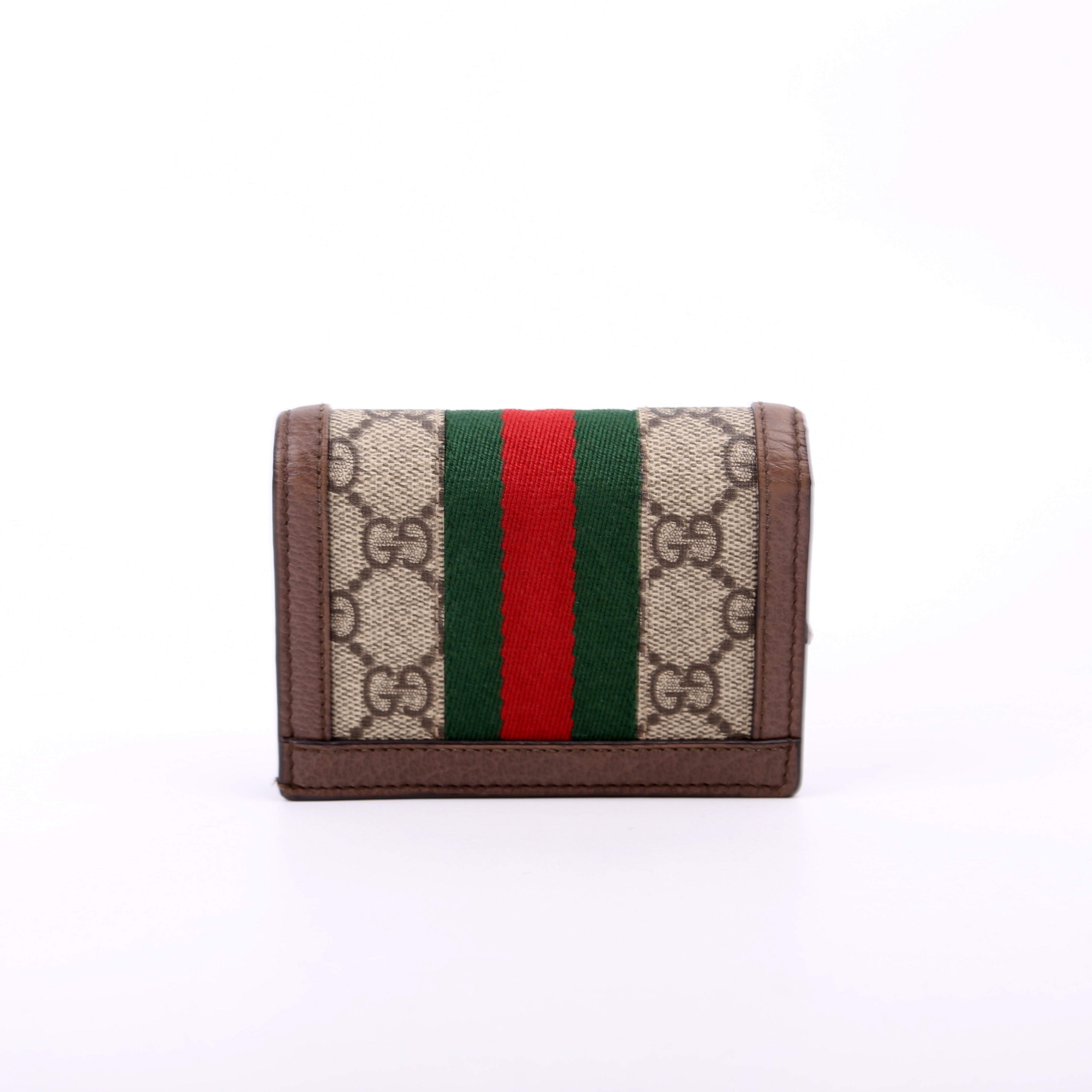 523155 Ophidia GG Card Case Wallet Brown