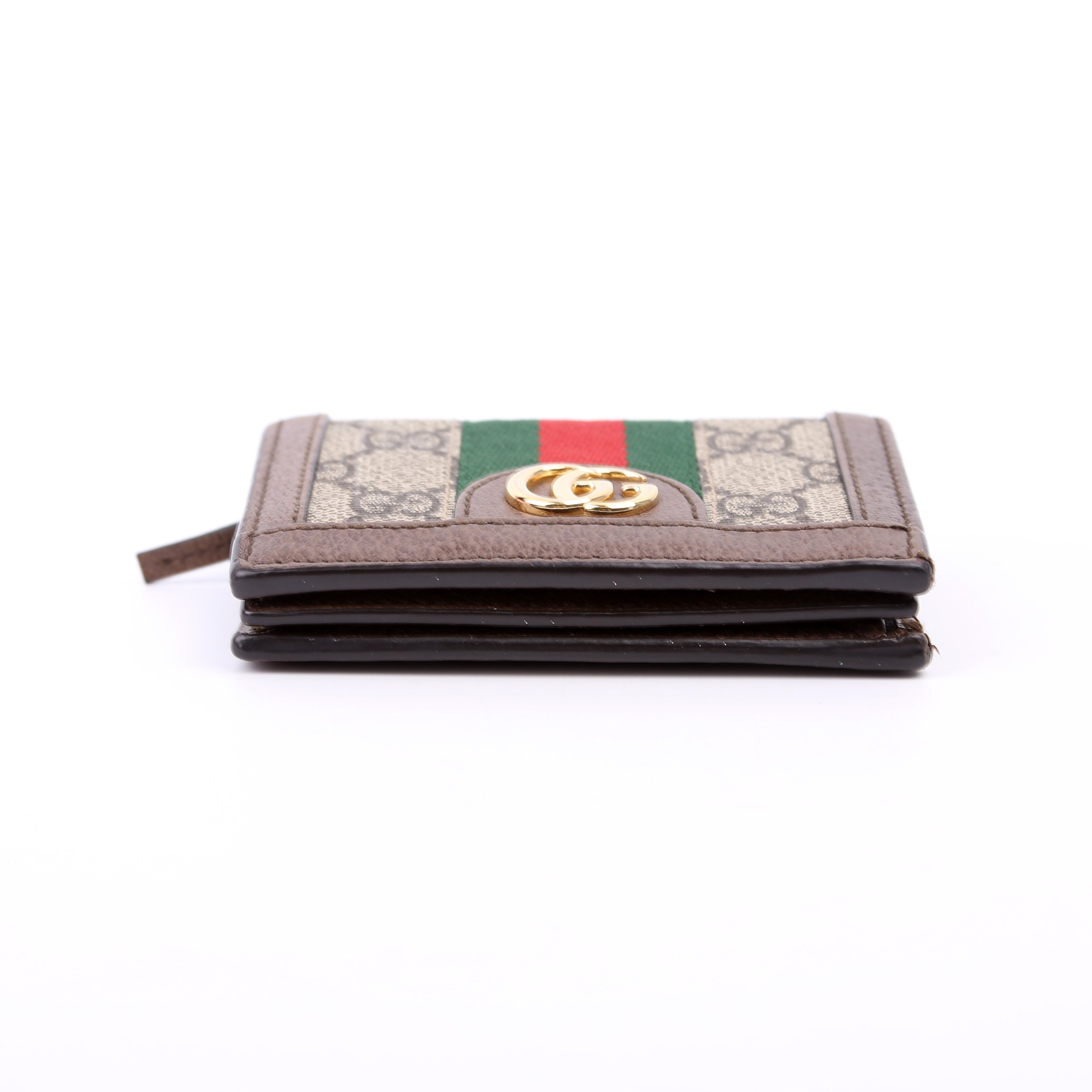 523155 Ophidia GG Card Case Wallet Brown
