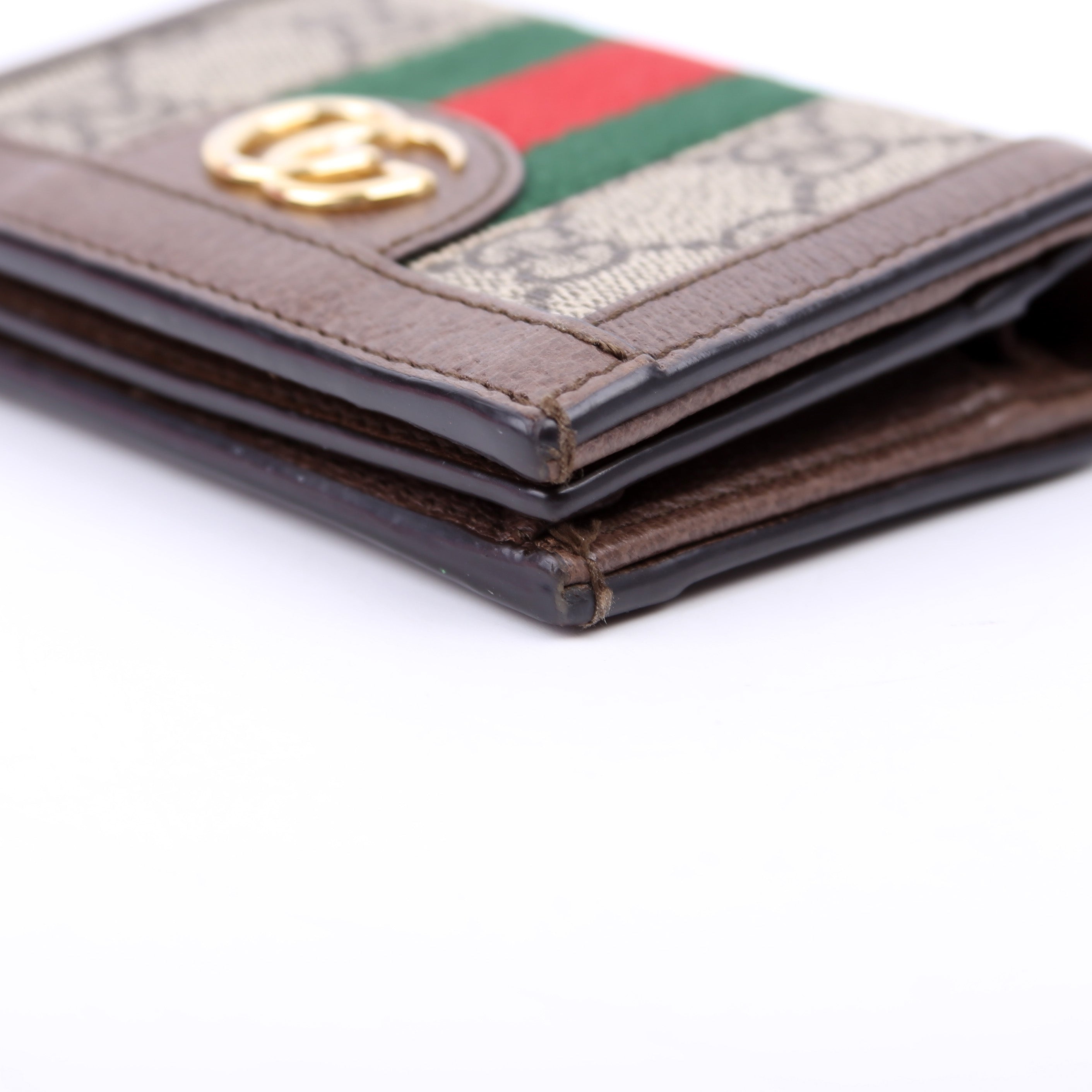 523155 Ophidia GG Card Case Wallet Brown