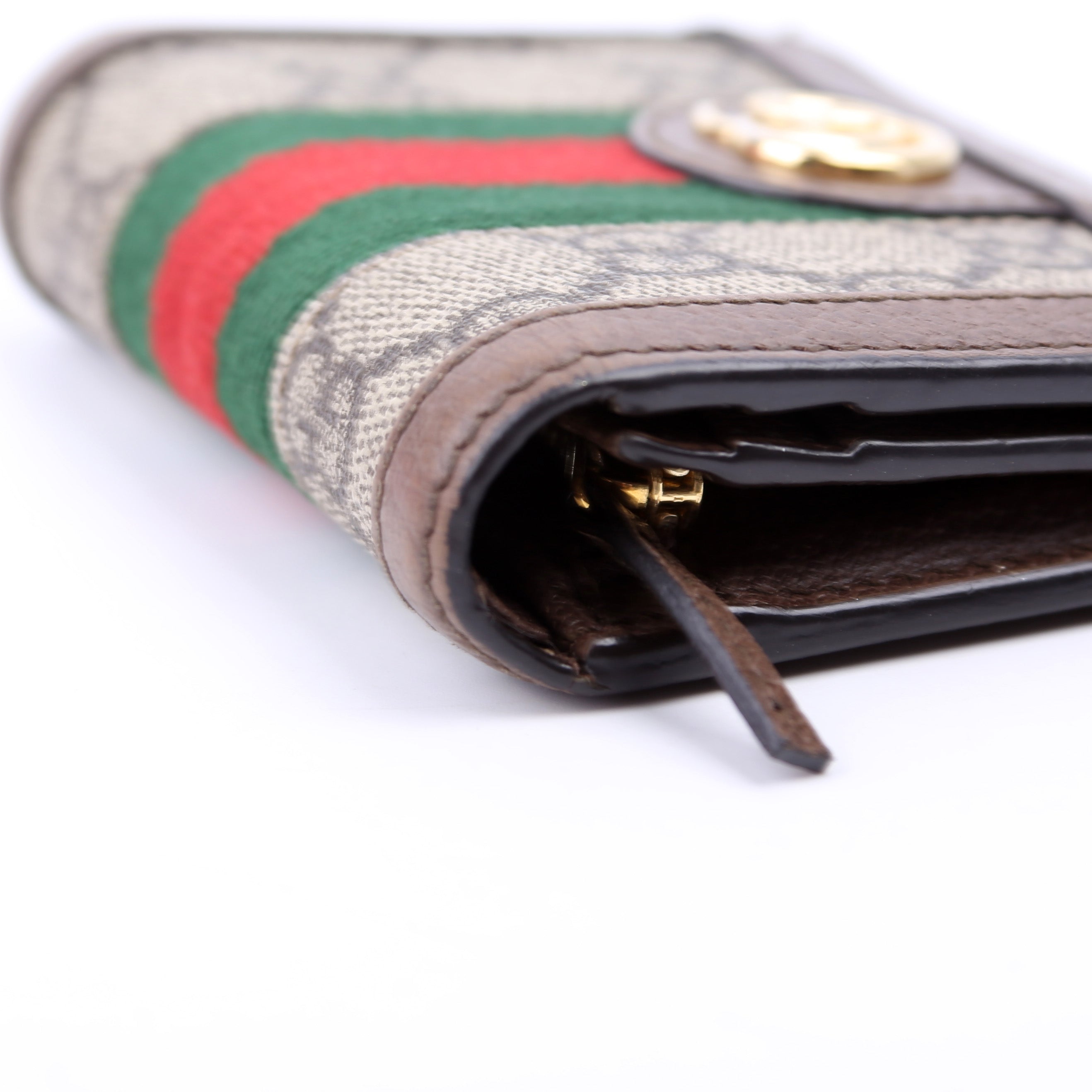 523155 Ophidia GG Card Case Wallet Brown