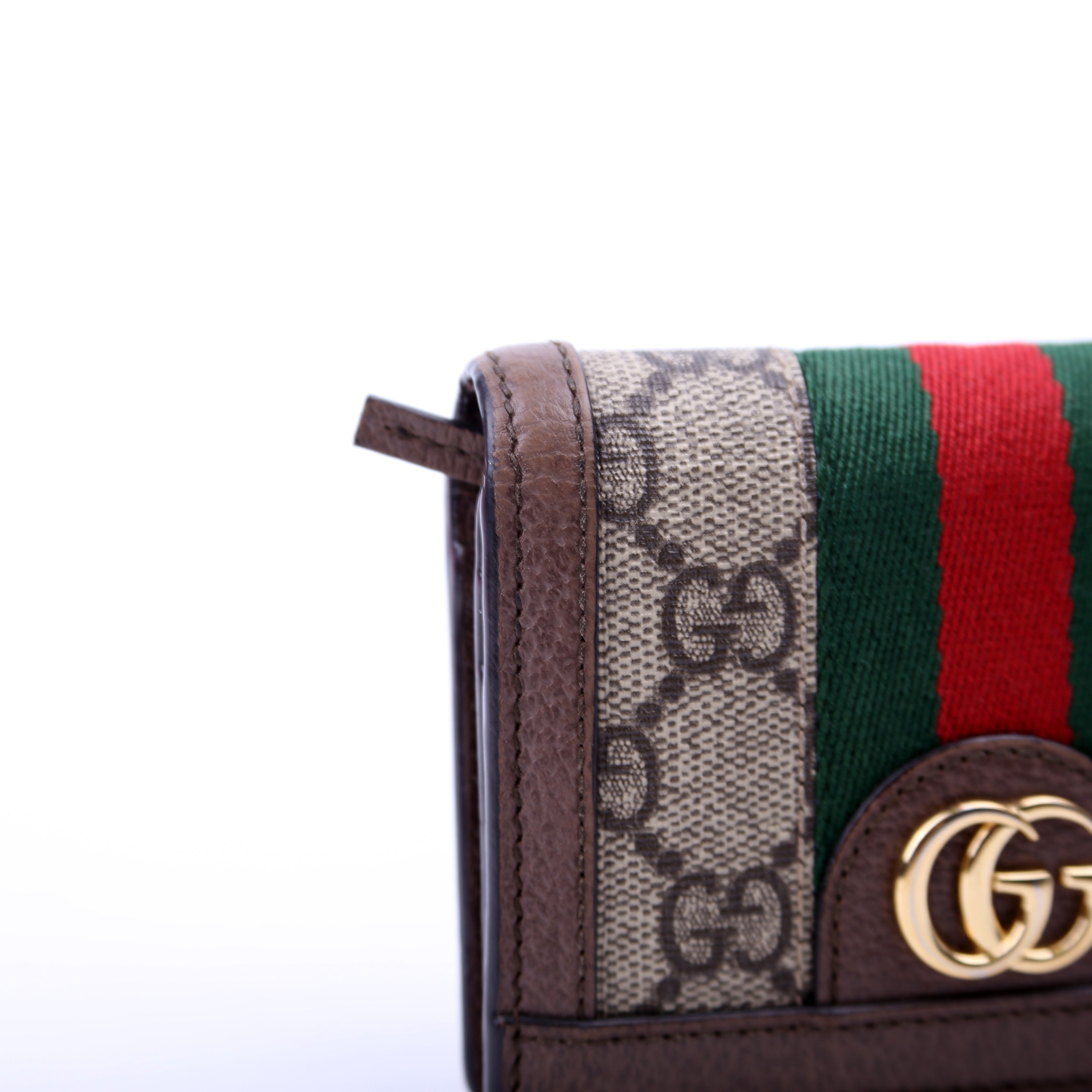 523155 Ophidia GG Card Case Wallet Brown