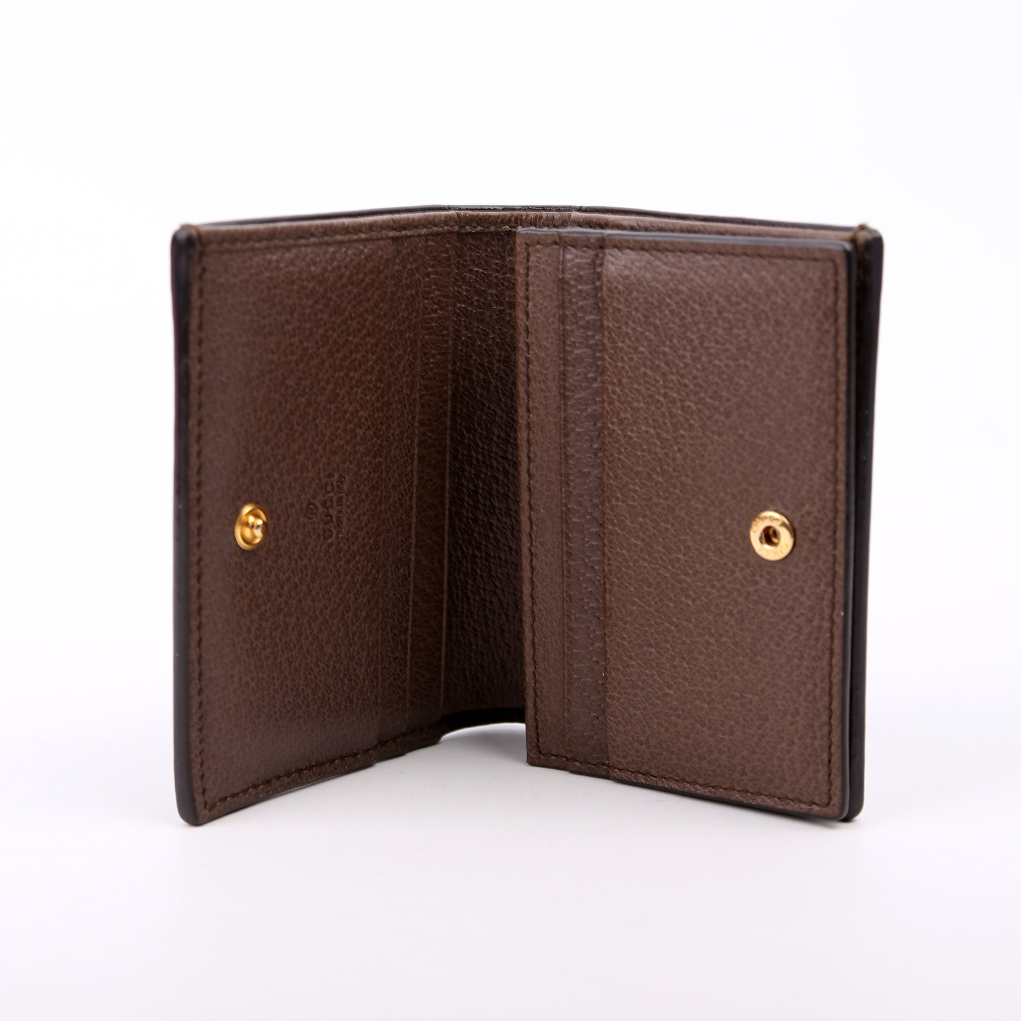 523155 Ophidia GG Card Case Wallet Brown