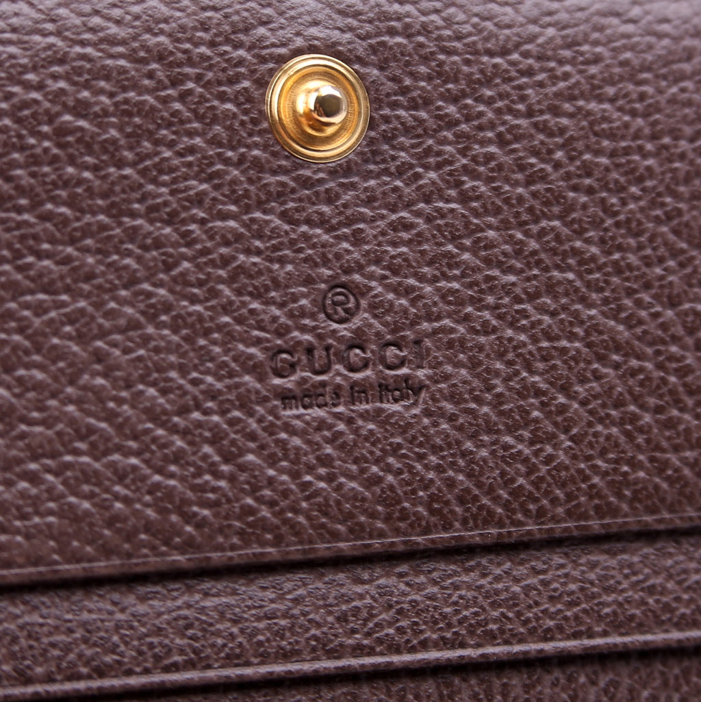 523155 Ophidia GG Card Case Wallet Brown