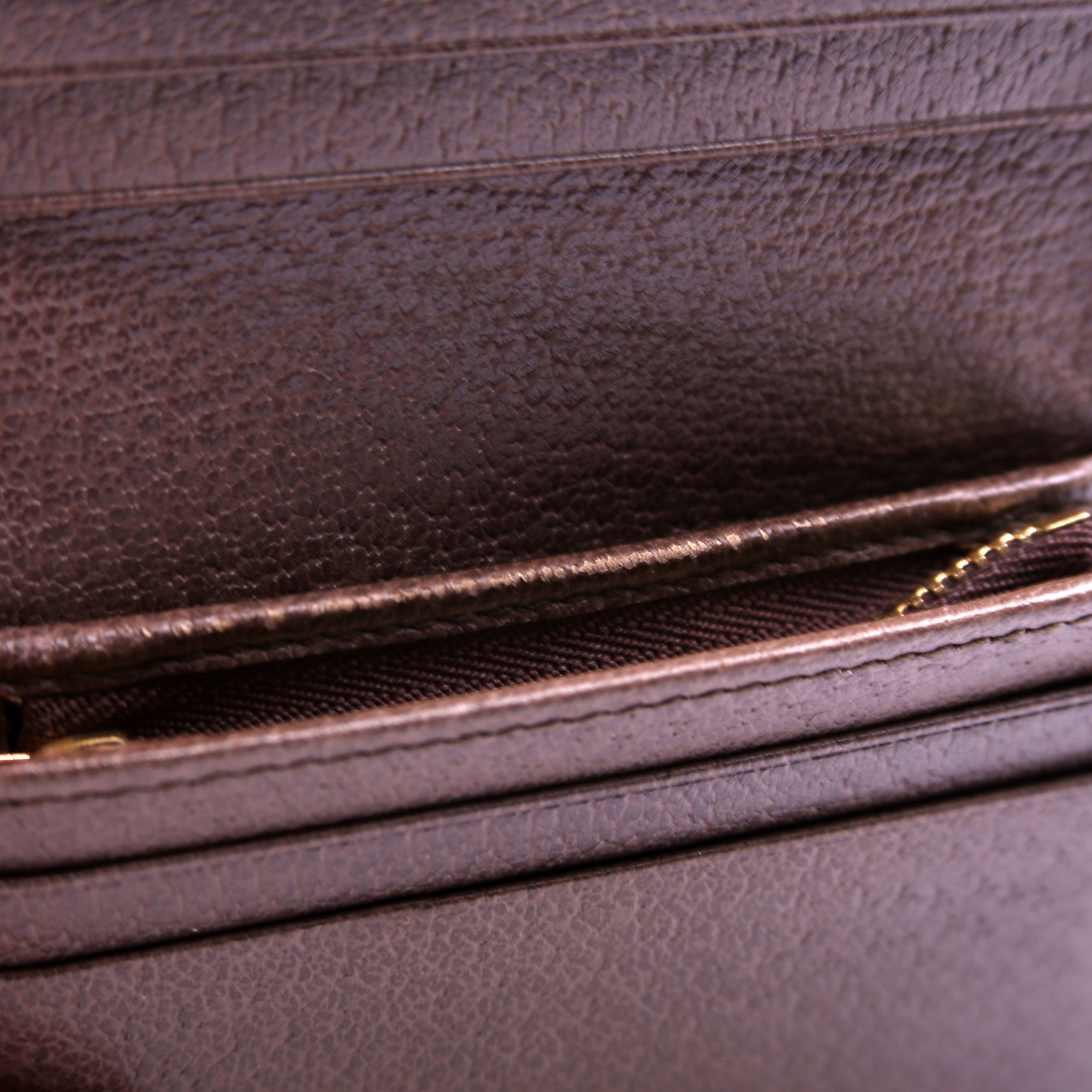 523155 Ophidia GG Card Case Wallet Brown