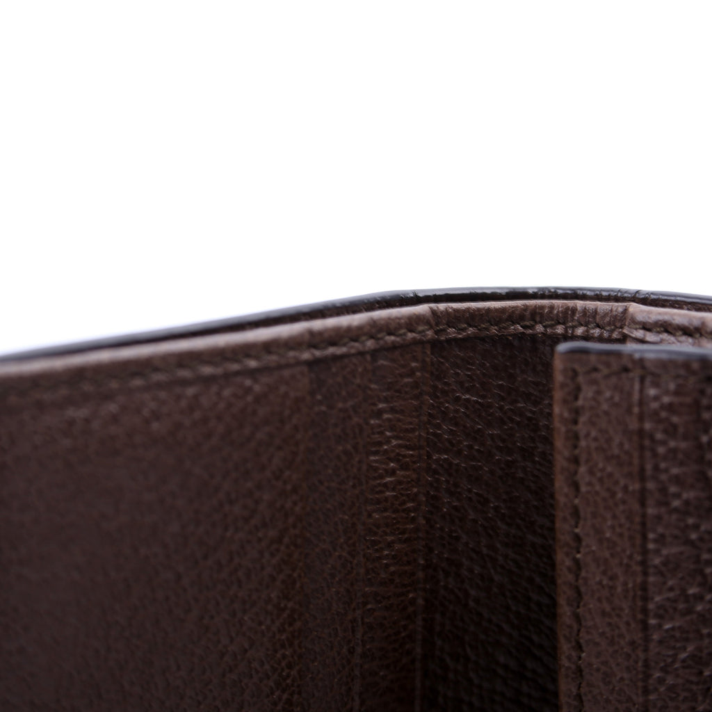 523155 Ophidia GG Card Case Wallet Brown