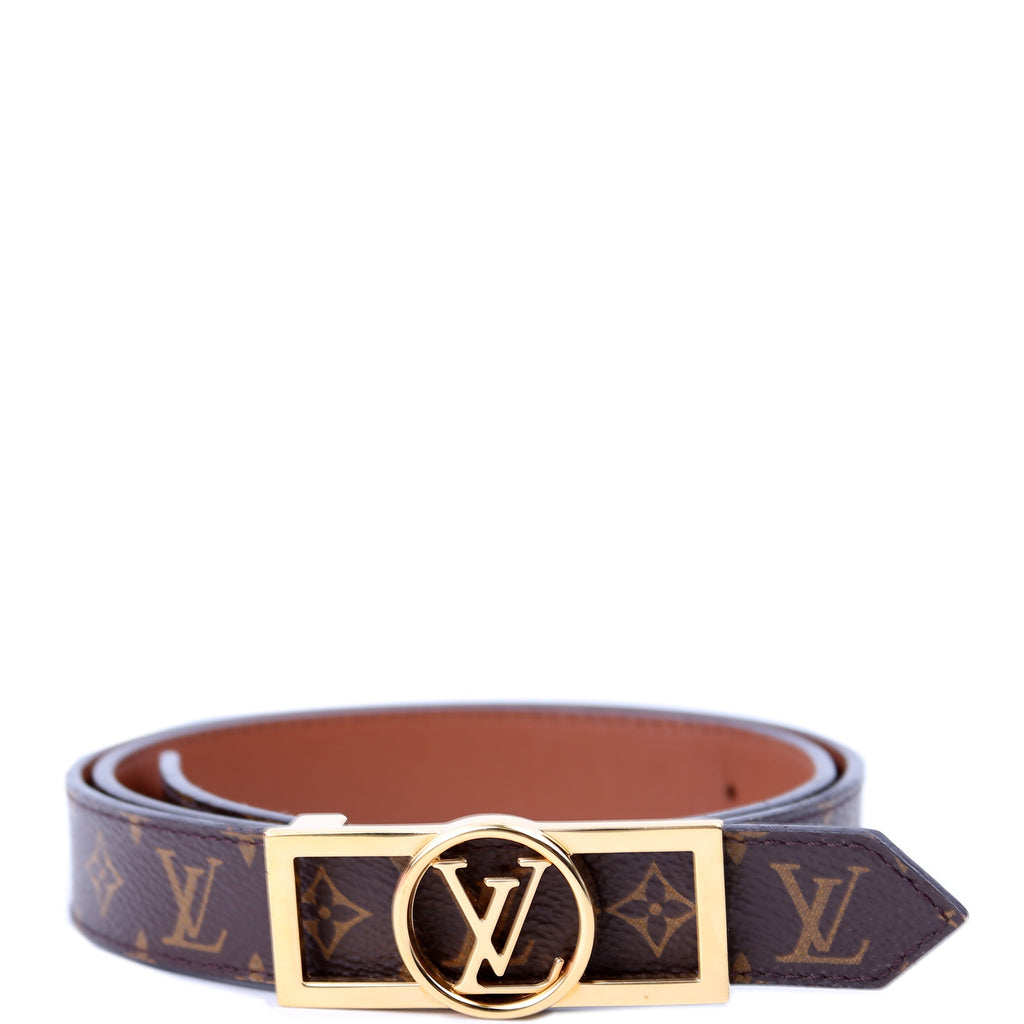 Dauphine 25MM Reversible Monogram/Leather Belt Size 80/32