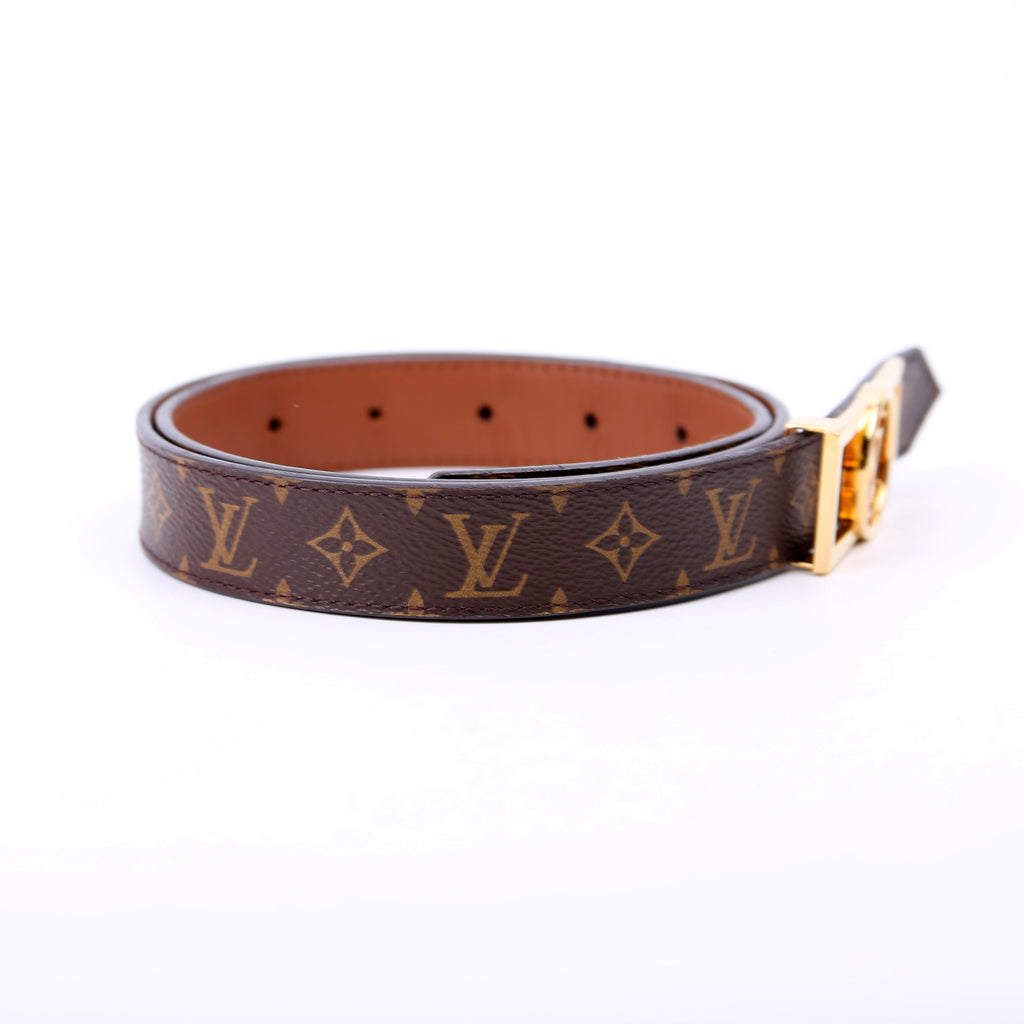 Dauphine 25MM Reversible Monogram/Leather Belt Size 80/32