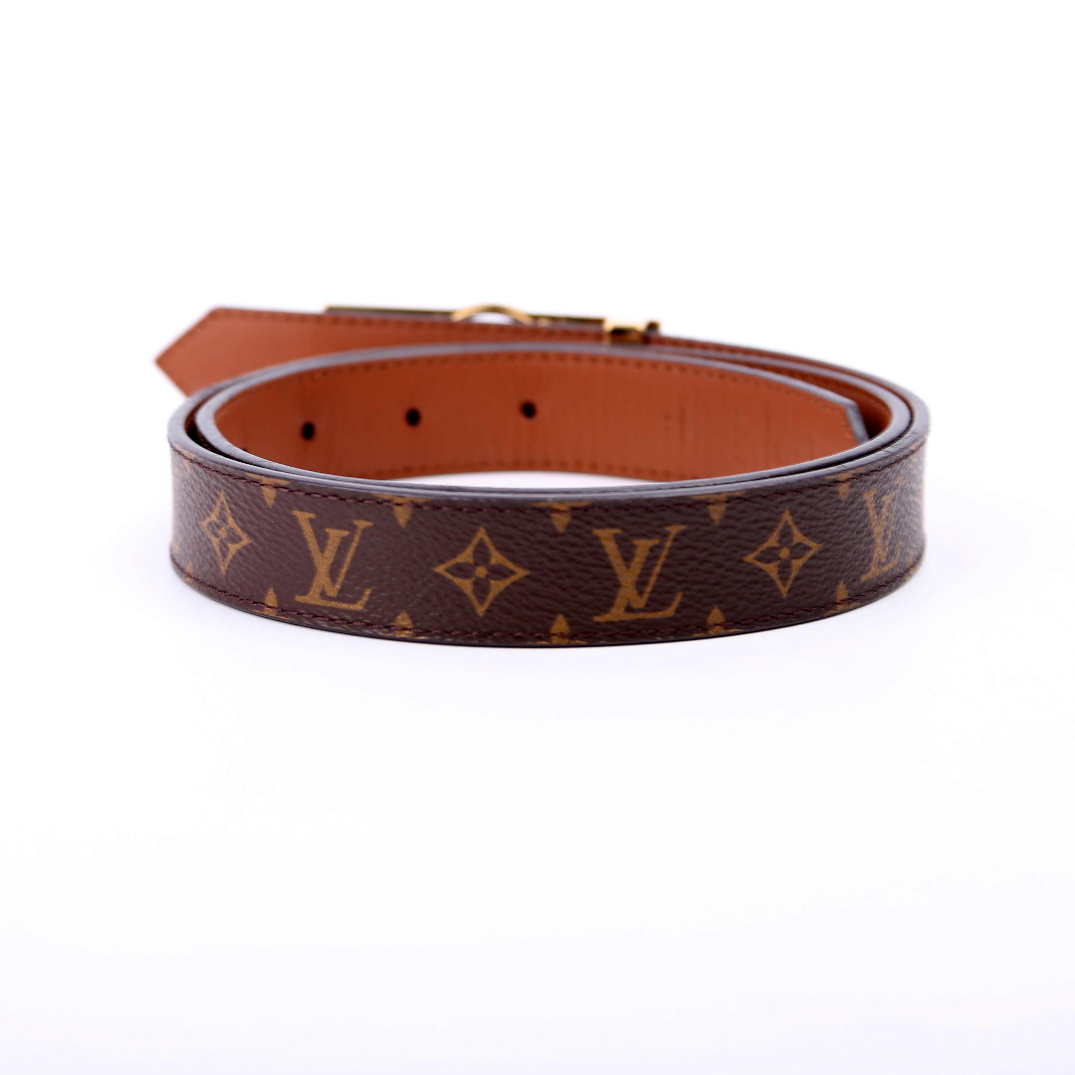 Dauphine 25MM Reversible Monogram/Leather Belt Size 80/32