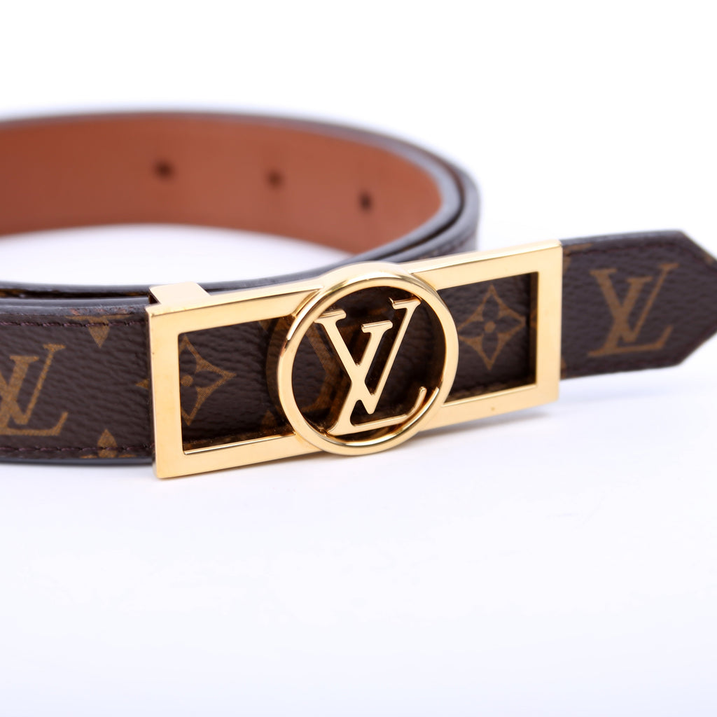 Dauphine 25MM Reversible Monogram/Leather Belt Size 80/32