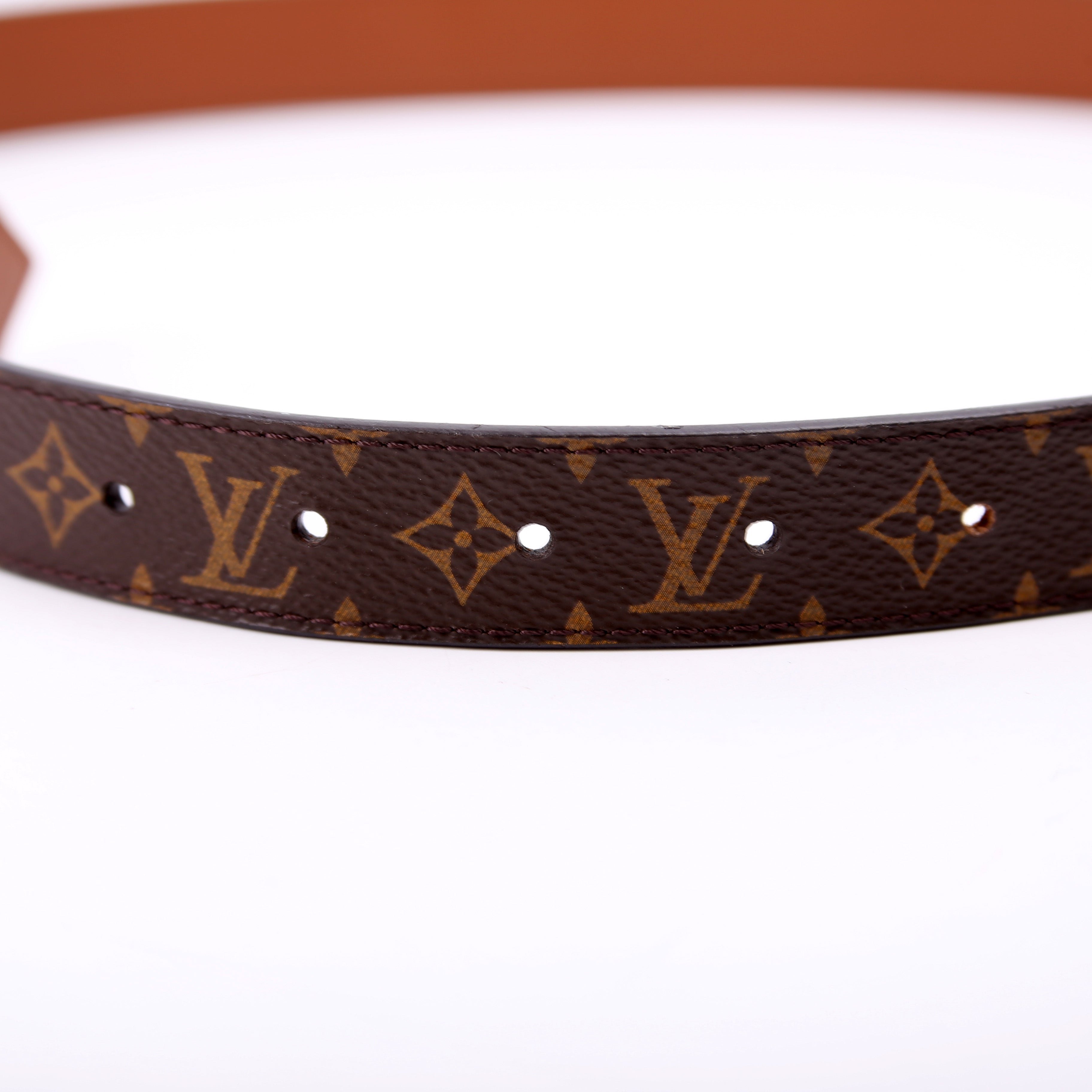 Dauphine 25MM Reversible Monogram/Leather Belt Size 80/32