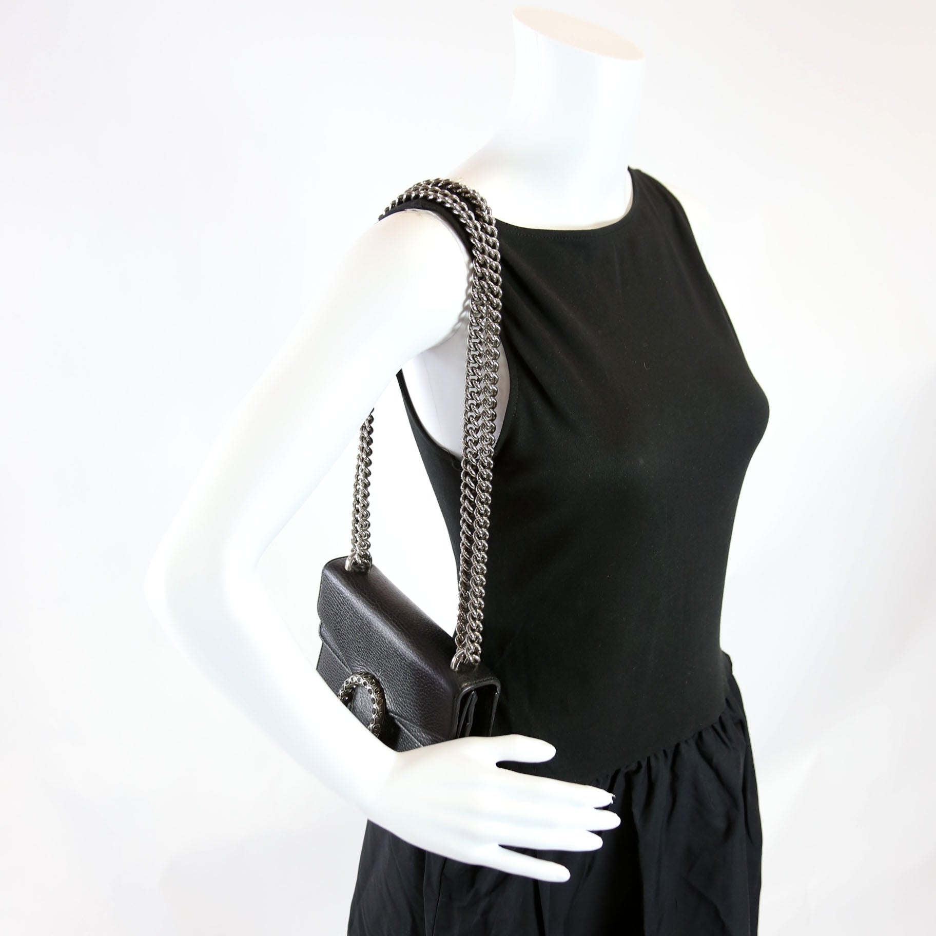 421970 Dionysus Leather Shoulder Mini Black