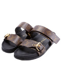 Bom Dia Flats Mules Monogram Size 38.5 Brown/Black