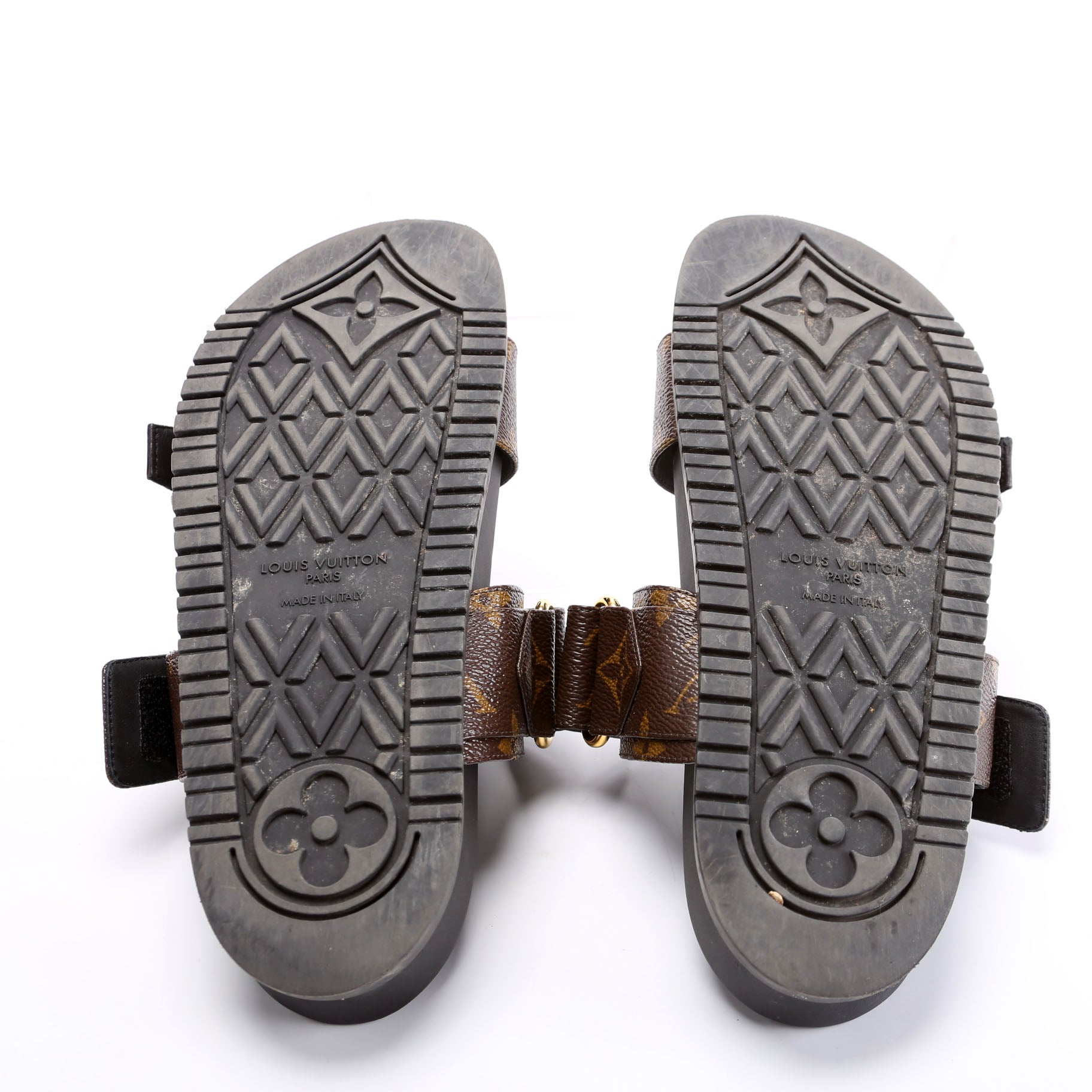 Bom Dia Flats Mules Monogram Size 38.5 Brown/Black