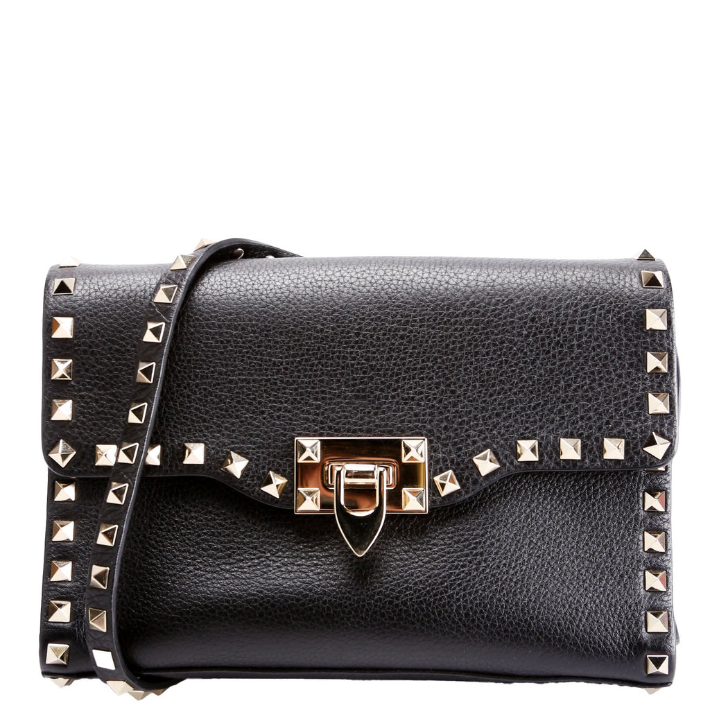 Rockstud Small FlIp Lock Crossbody Black
