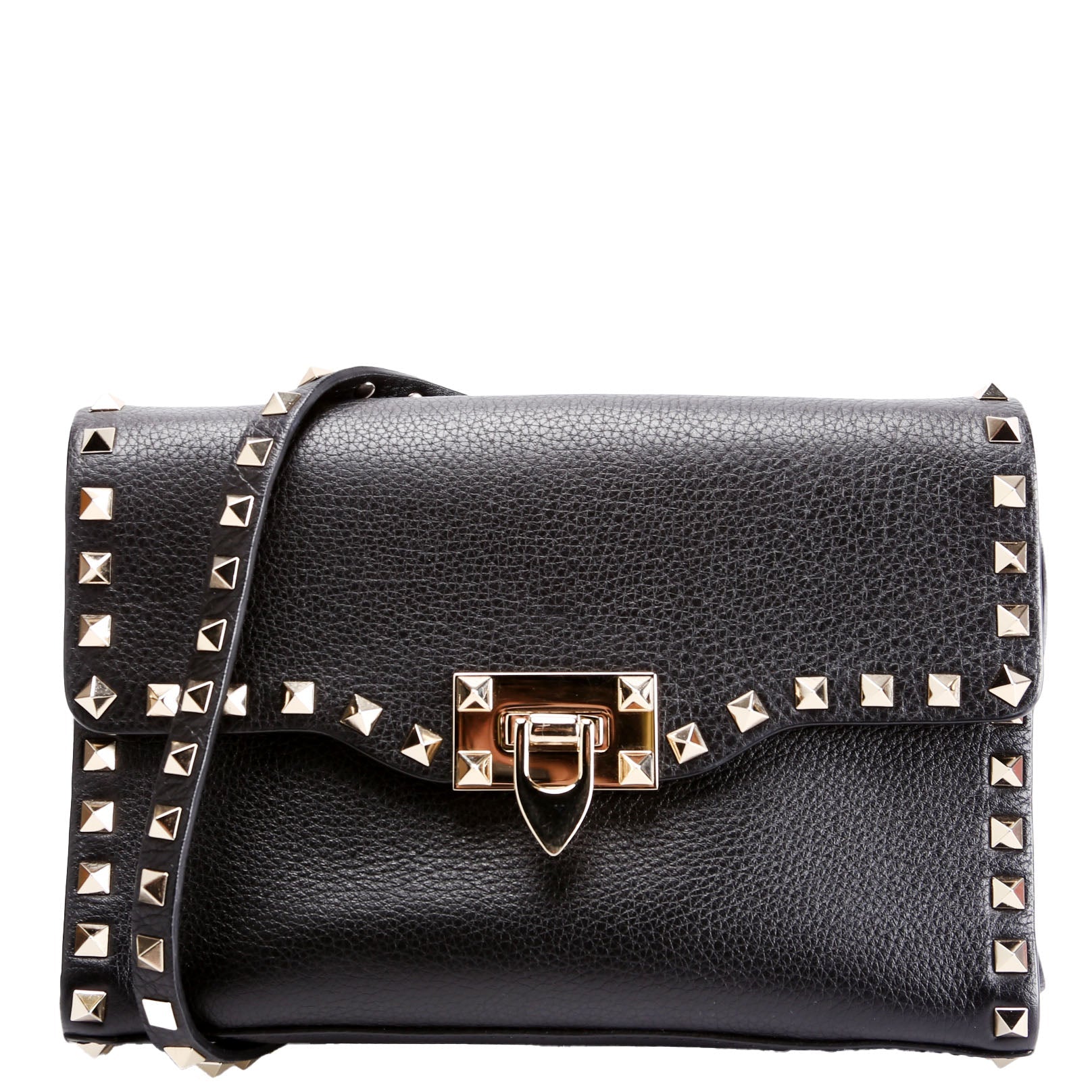 Rockstud Small FlIp Lock Crossbody Black
