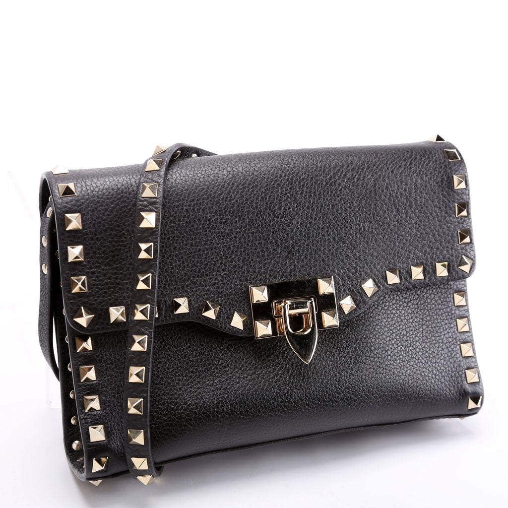 Rockstud Small FlIp Lock Crossbody Black