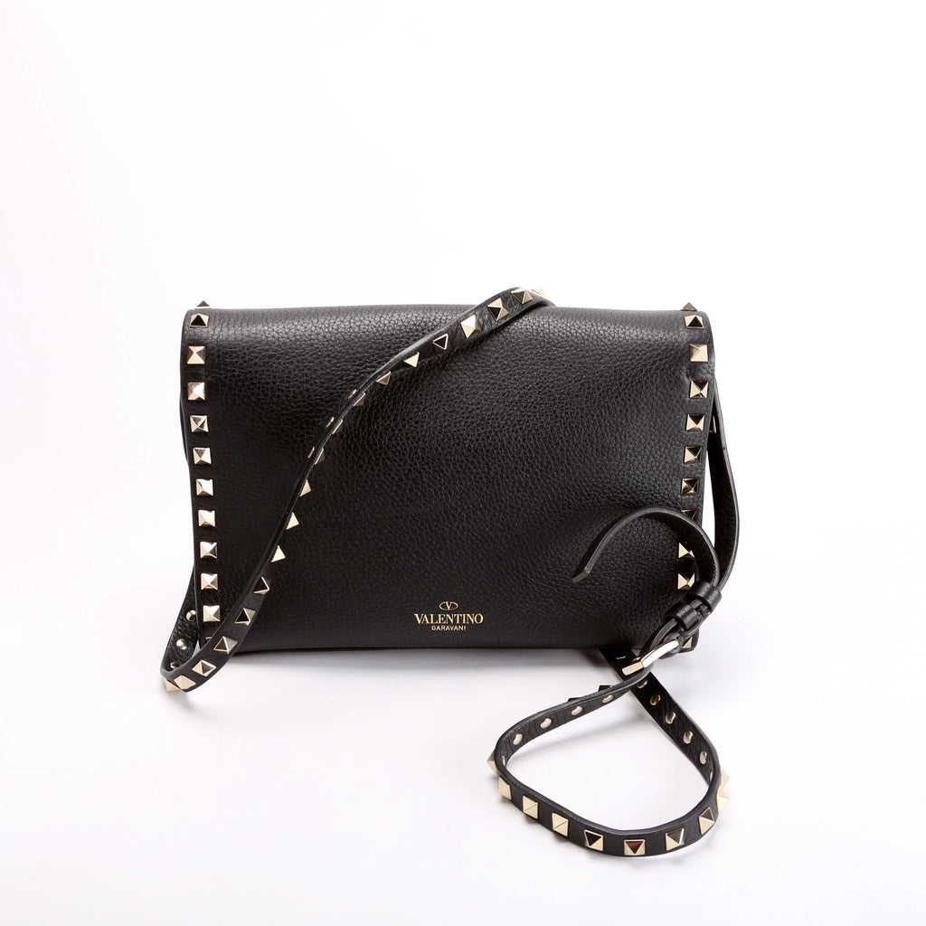 Rockstud Small FlIp Lock Crossbody Black