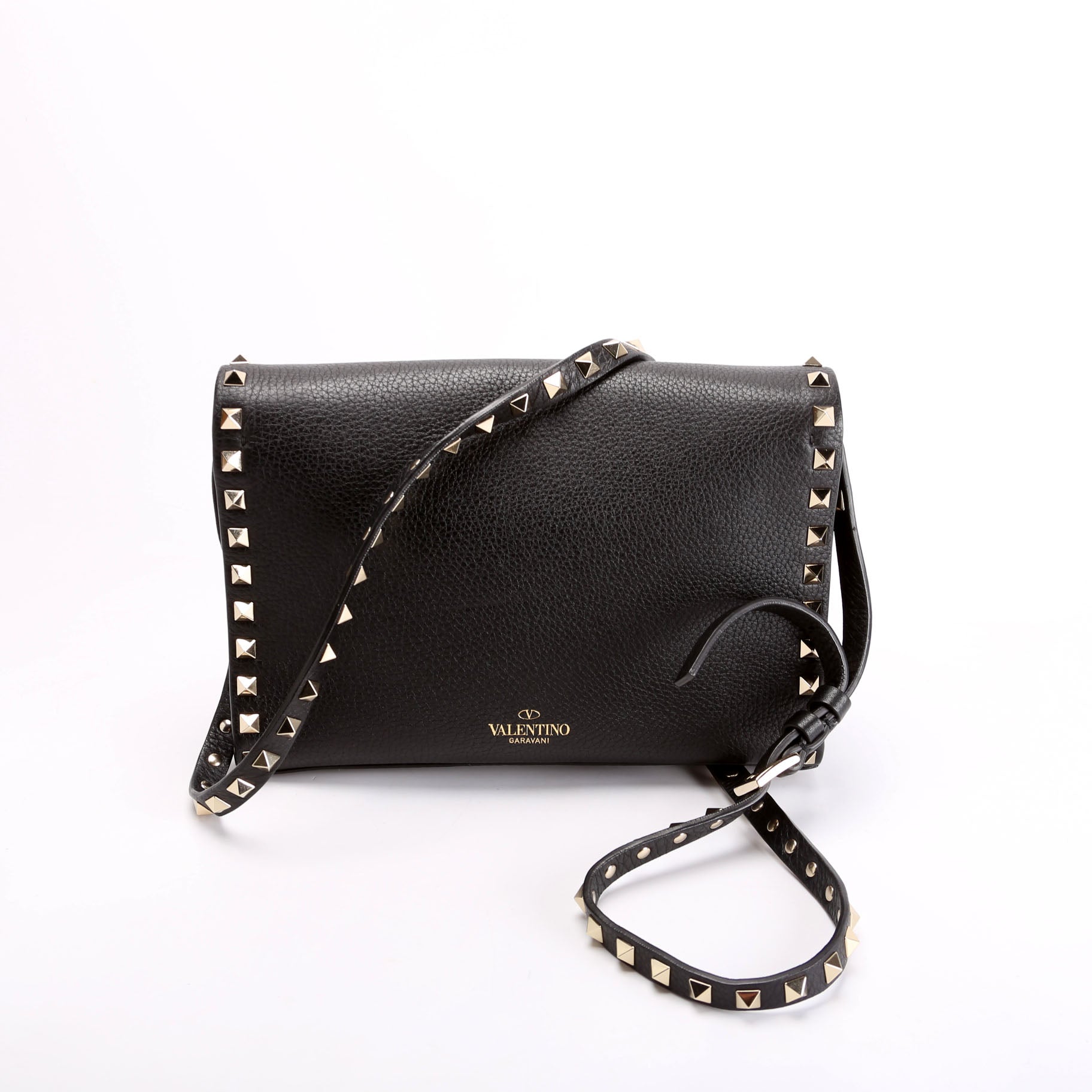 Rockstud Small FlIp Lock Crossbody Black