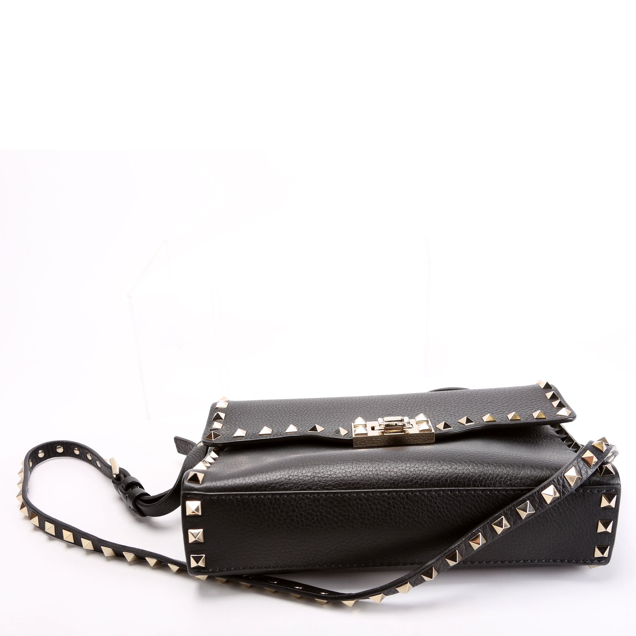 Rockstud Small FlIp Lock Crossbody Black