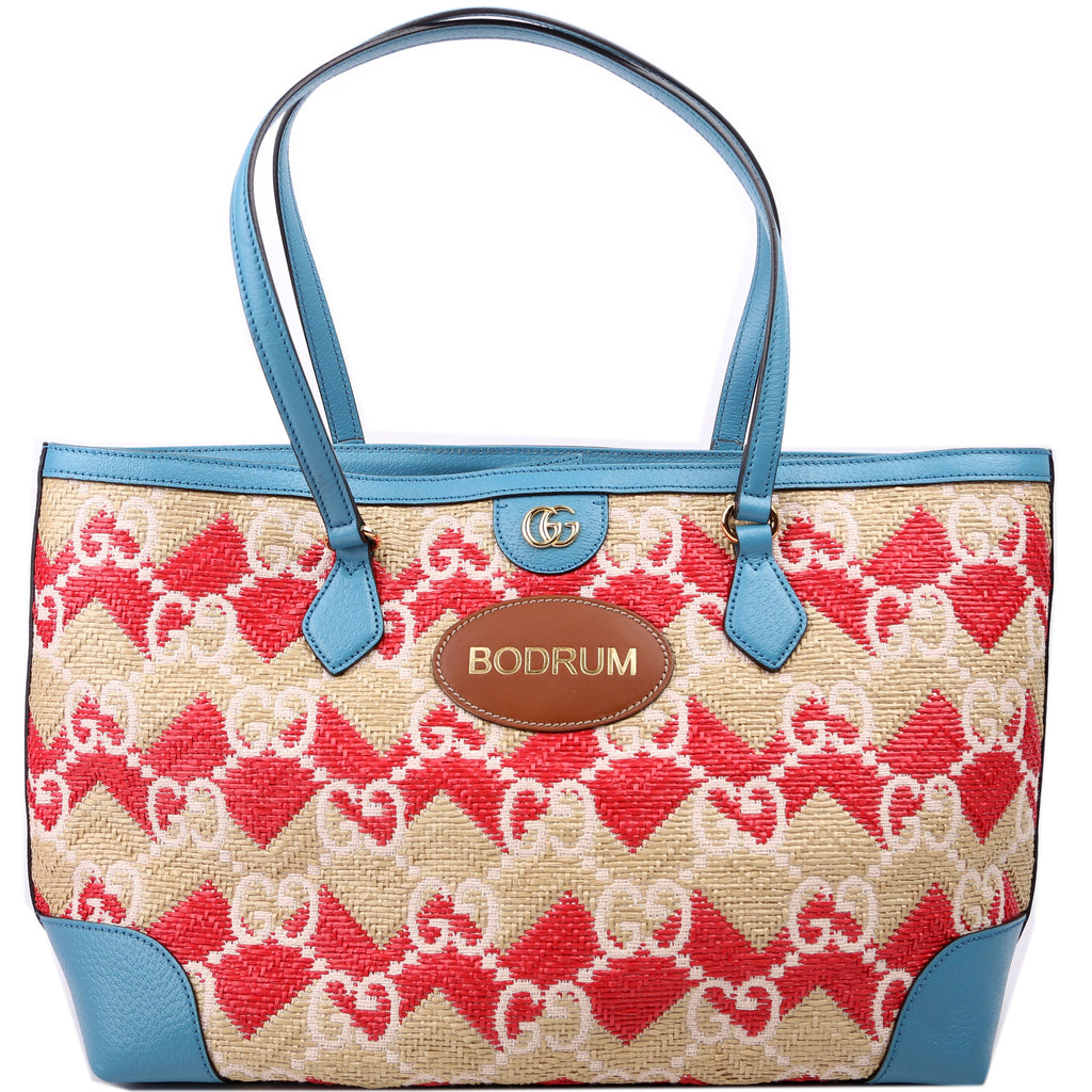631685 GG Raffia Ophidia Tote
