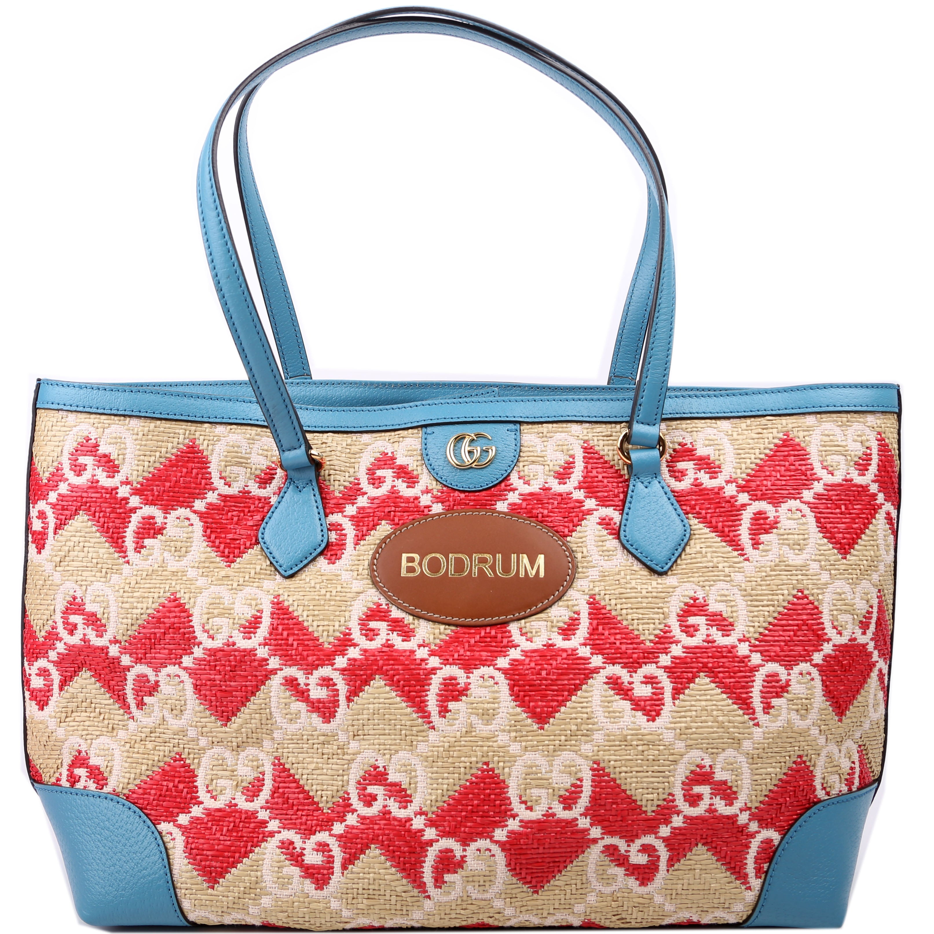 631685 GG Raffia Ophidia Tote