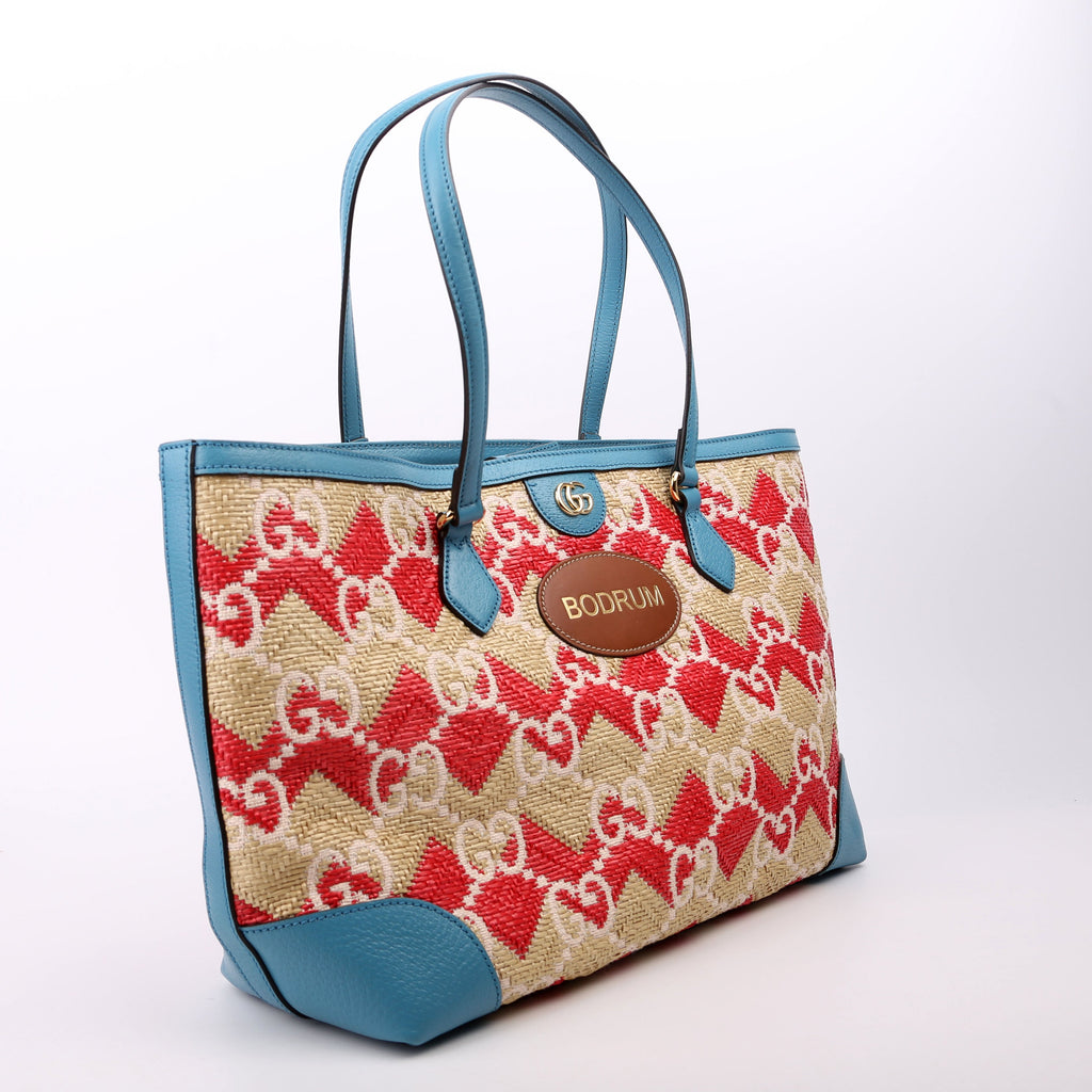 631685 GG Raffia Ophidia Tote