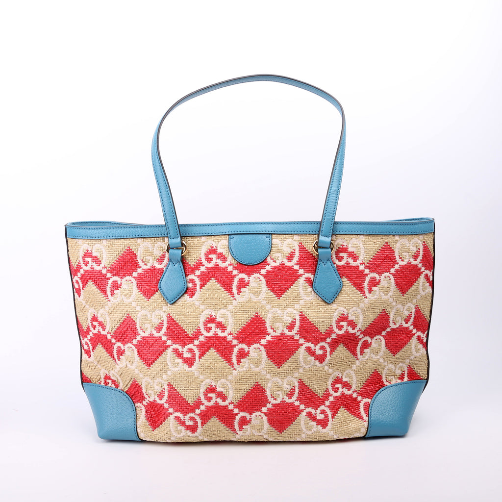 631685 GG Raffia Ophidia Tote